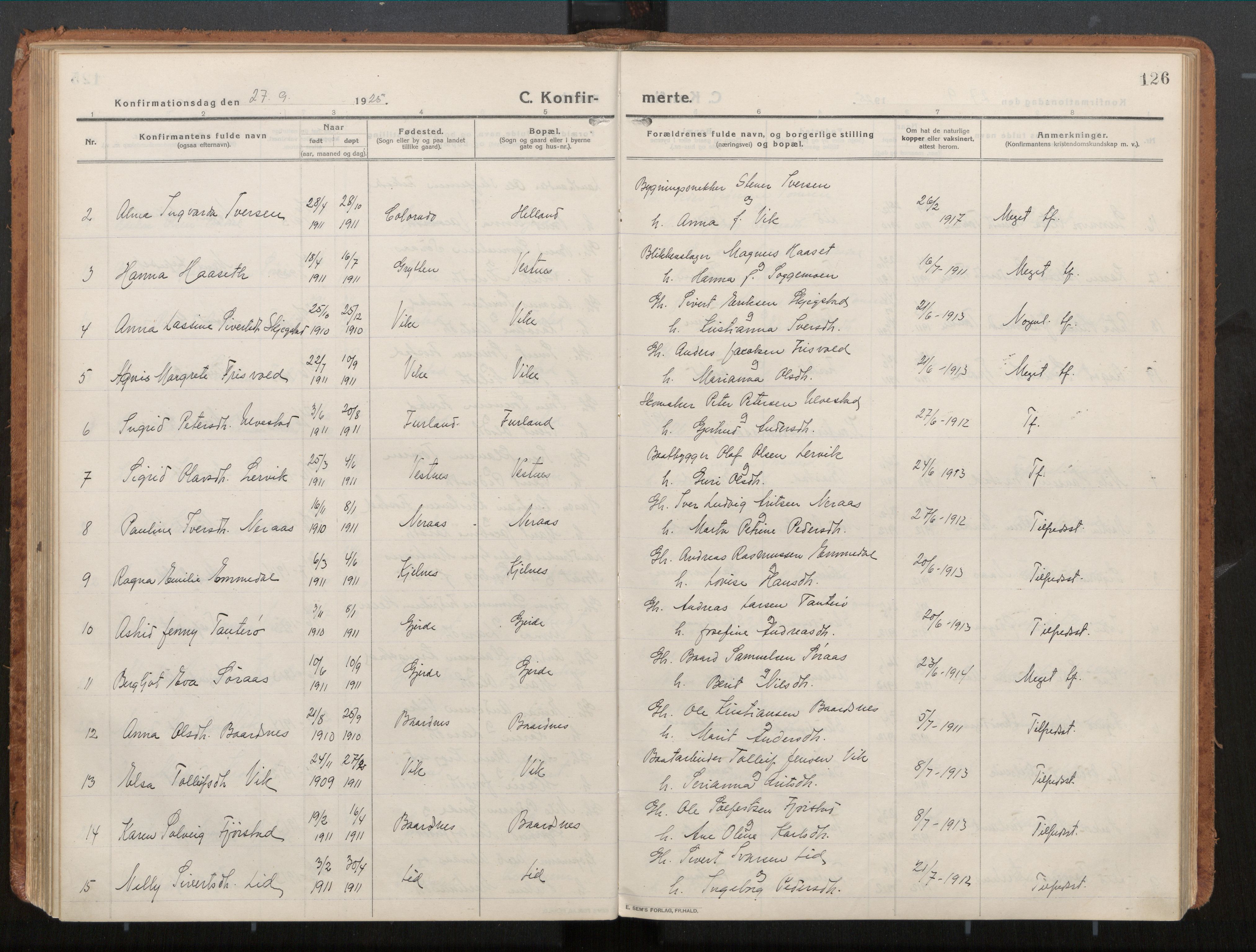 Ministerialprotokoller, klokkerbøker og fødselsregistre - Møre og Romsdal, AV/SAT-A-1454/539/L0534a: Ministerialbok nr. 539A08, 1912-1935, s. 126