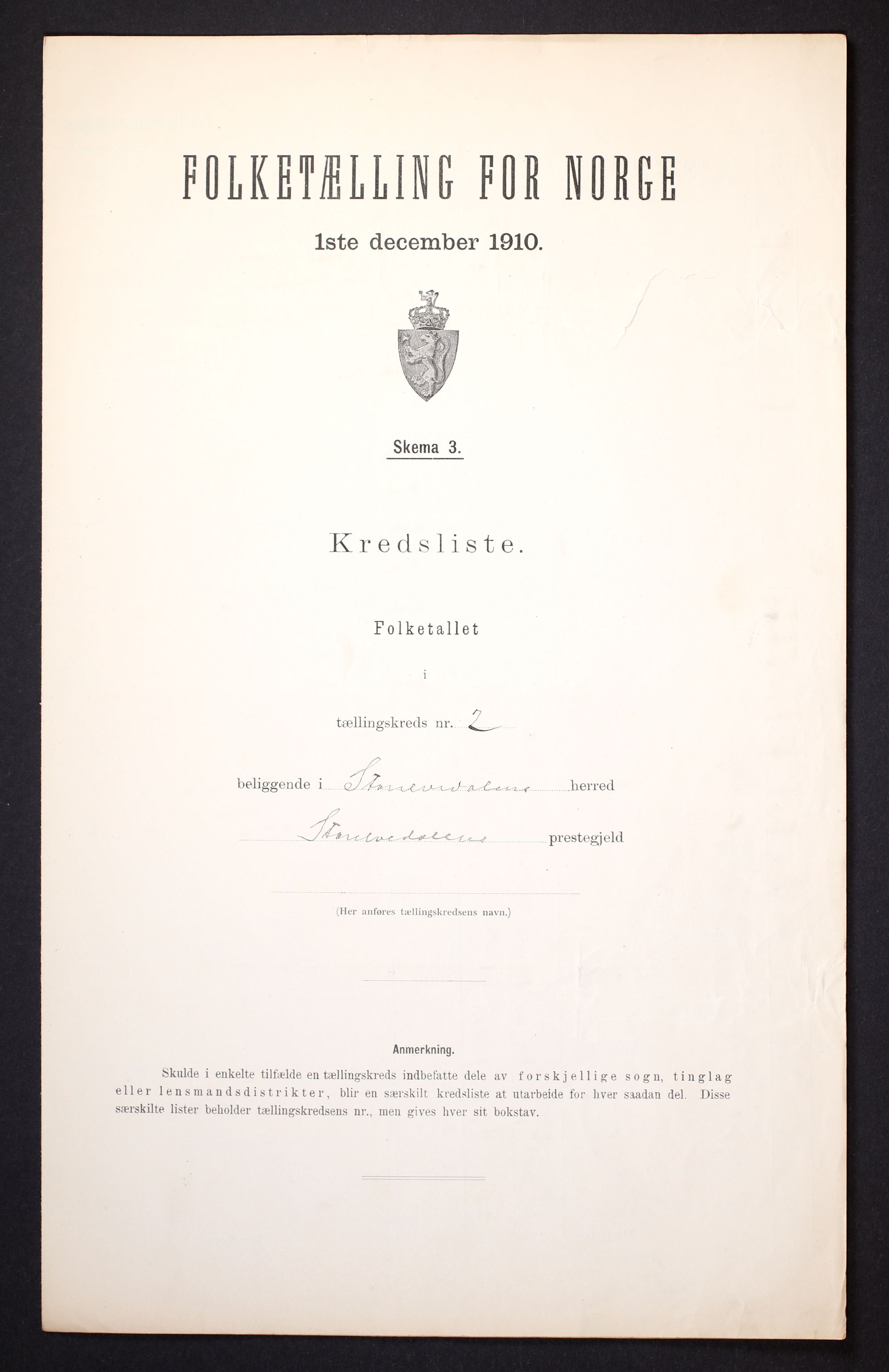 RA, Folketelling 1910 for 0430 Stor-Elvdal herred, 1910, s. 7