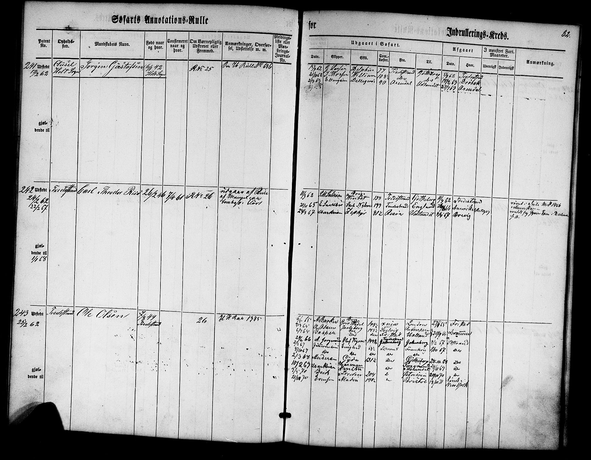 Tvedestrand mønstringskrets, SAK/2031-0011/F/Fa/L0002: Annotasjonsrulle nr 1-435 med register, U-24, 1860-1865, s. 99