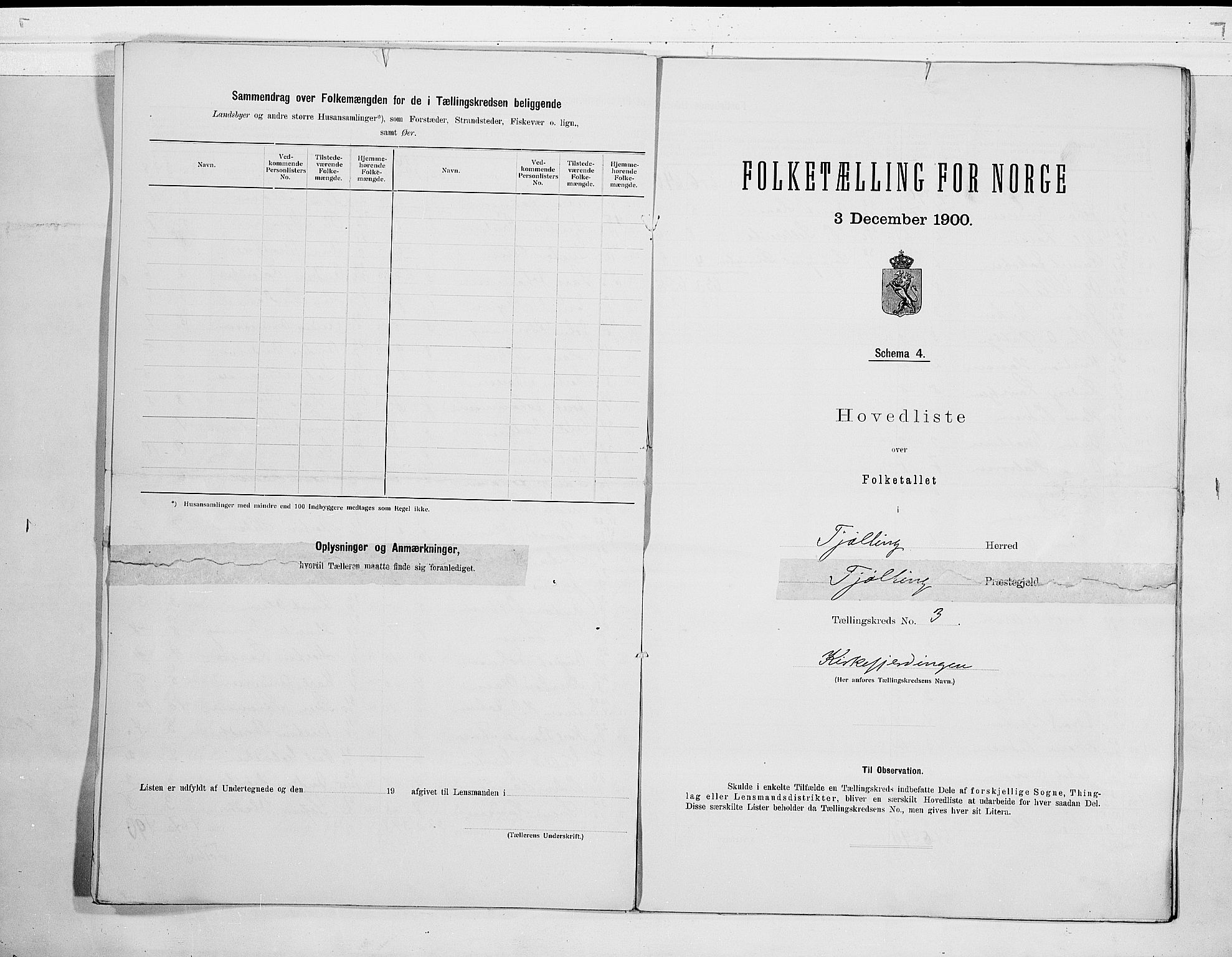 RA, Folketelling 1900 for 0725 Tjølling herred, 1900, s. 12