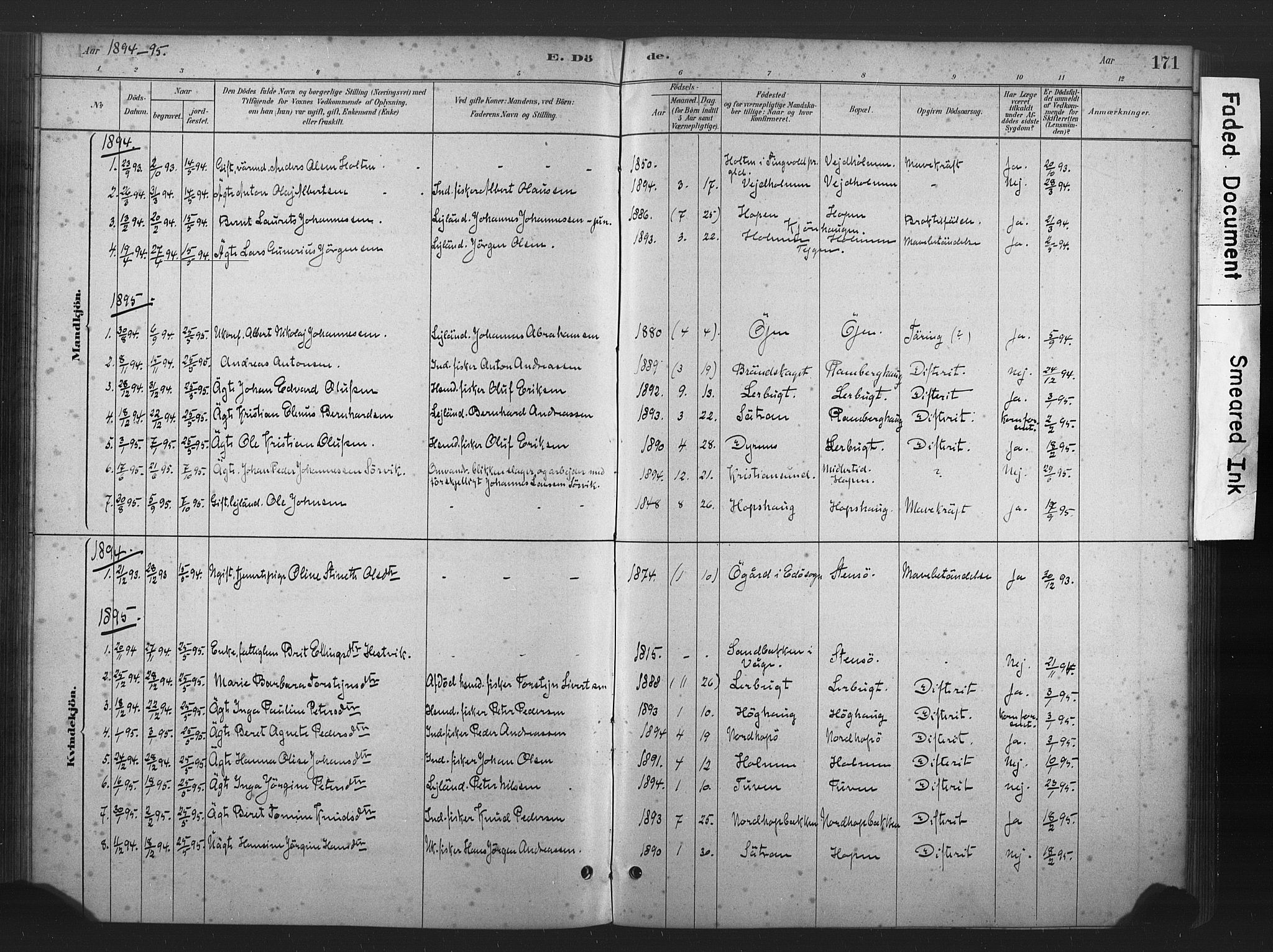 Ministerialprotokoller, klokkerbøker og fødselsregistre - Møre og Romsdal, AV/SAT-A-1454/583/L0954: Ministerialbok nr. 583A01, 1880-1906, s. 171