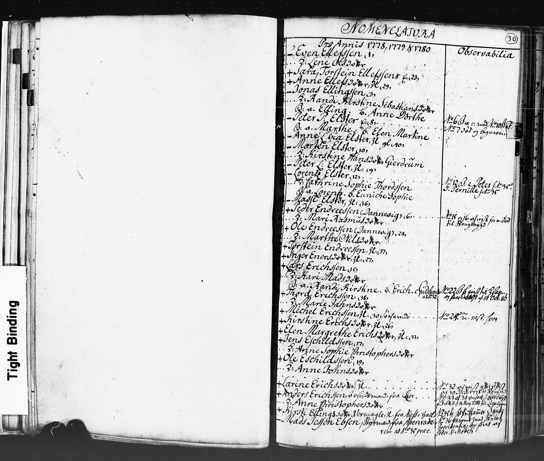 Strømsø kirkebøker, SAKO/A-246/K/Ka/L0001: Sjeleregister, 1778-1792, s. 30