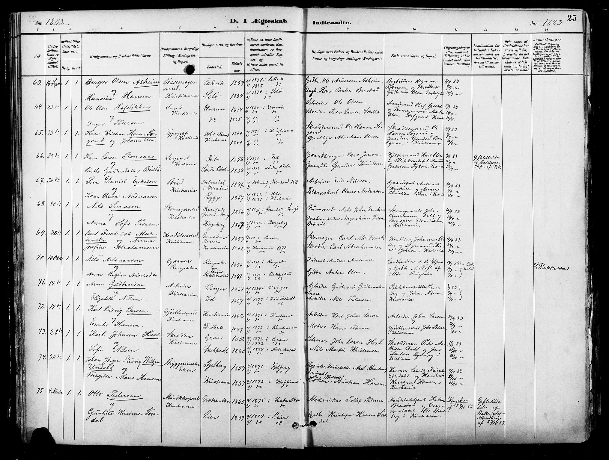Johannes prestekontor Kirkebøker, AV/SAO-A-10852/F/Fa/L0004: Ministerialbok nr. 4, 1883-1907, s. 25