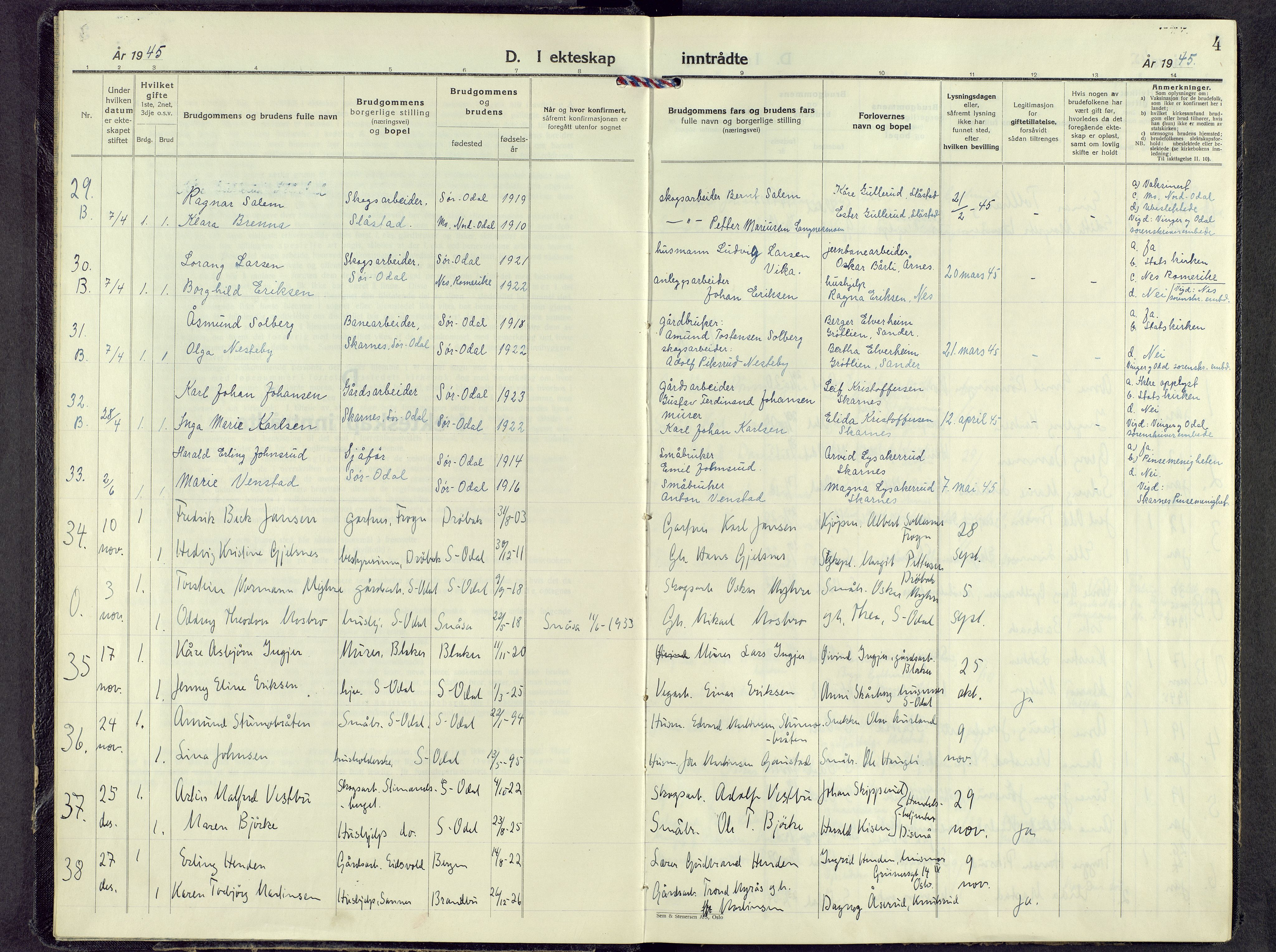 Sør-Odal prestekontor, SAH/PREST-030/H/Ha/Haa/L0015: Ministerialbok nr. 15, 1945-1972, s. 4