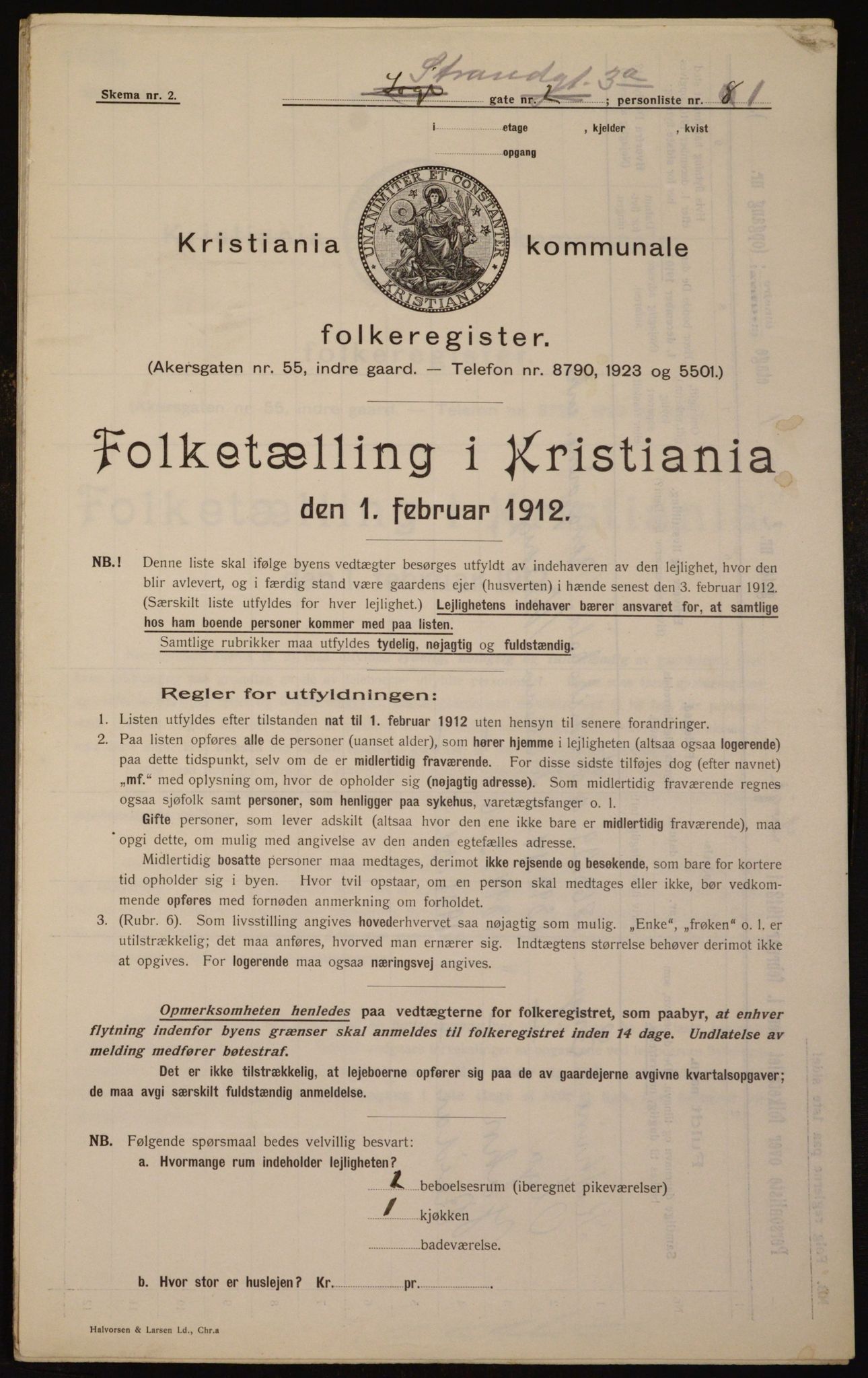 OBA, Kommunal folketelling 1.2.1912 for Kristiania, 1912, s. 103706