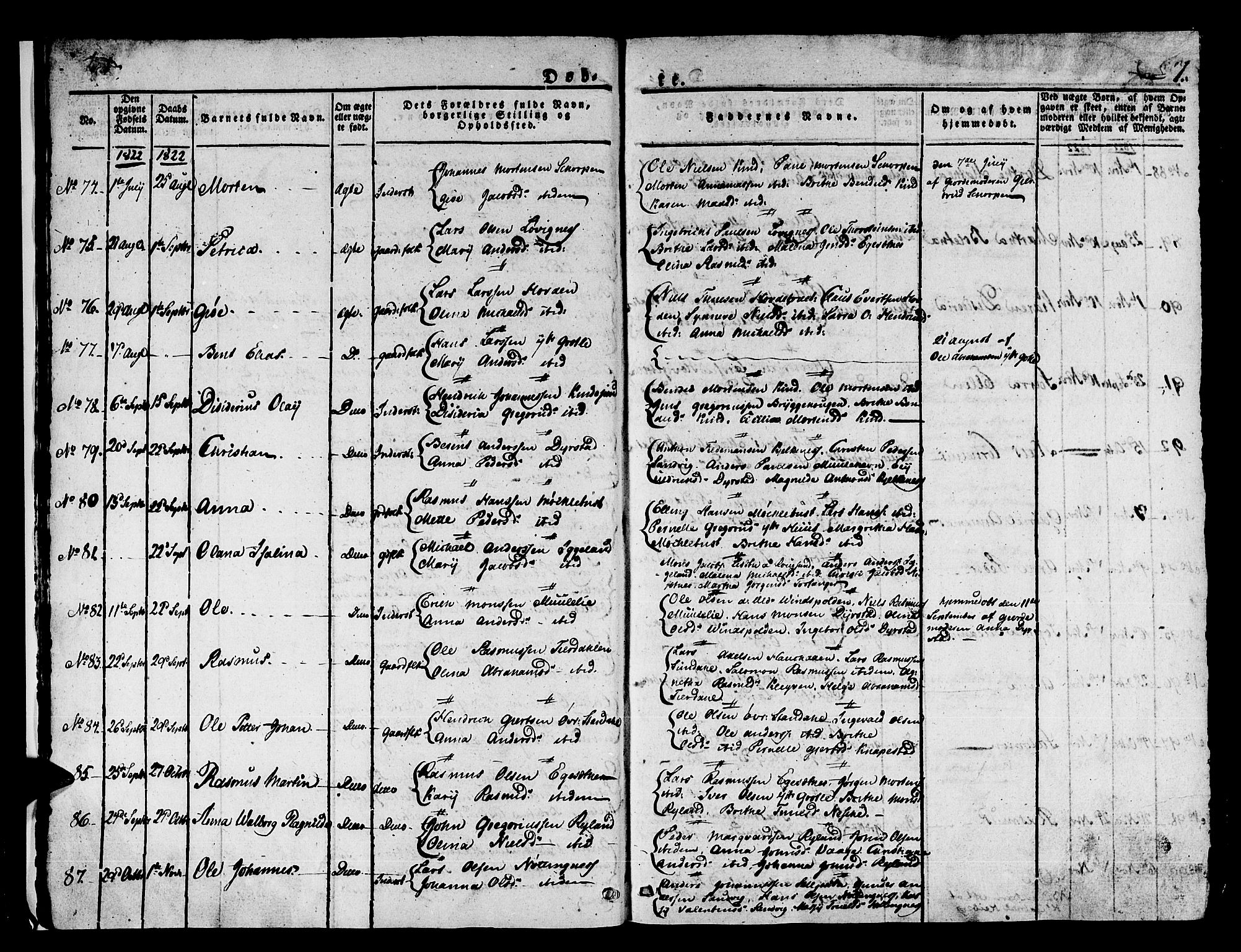 Kinn sokneprestembete, AV/SAB-A-80801/H/Haa/Haaa/L0004/0001: Ministerialbok nr. A 4I, 1822-1840, s. 7