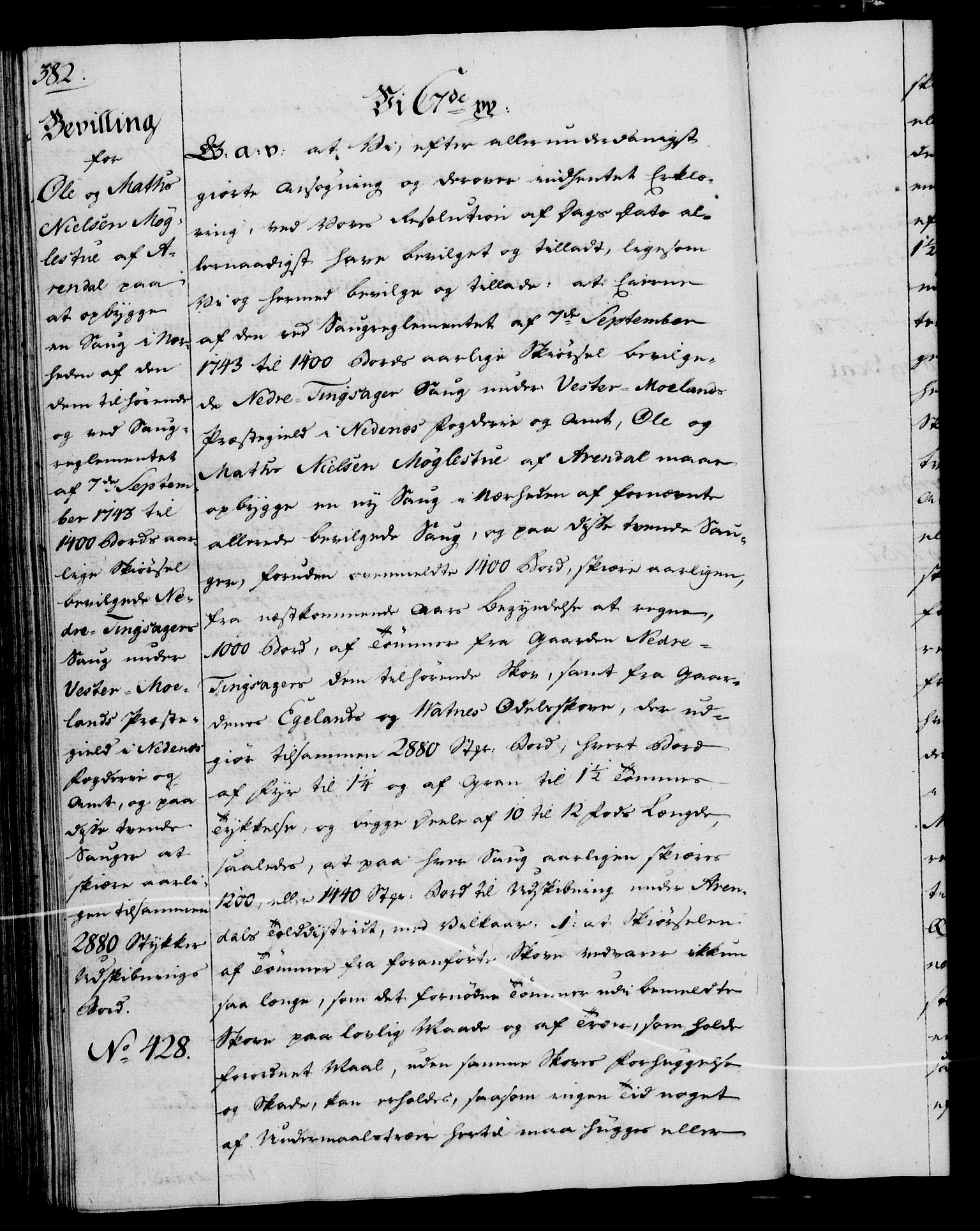 Rentekammeret, Kammerkanselliet, RA/EA-3111/G/Gg/Gga/L0013: Norsk ekspedisjonsprotokoll med register (merket RK 53.13), 1784-1787, s. 382
