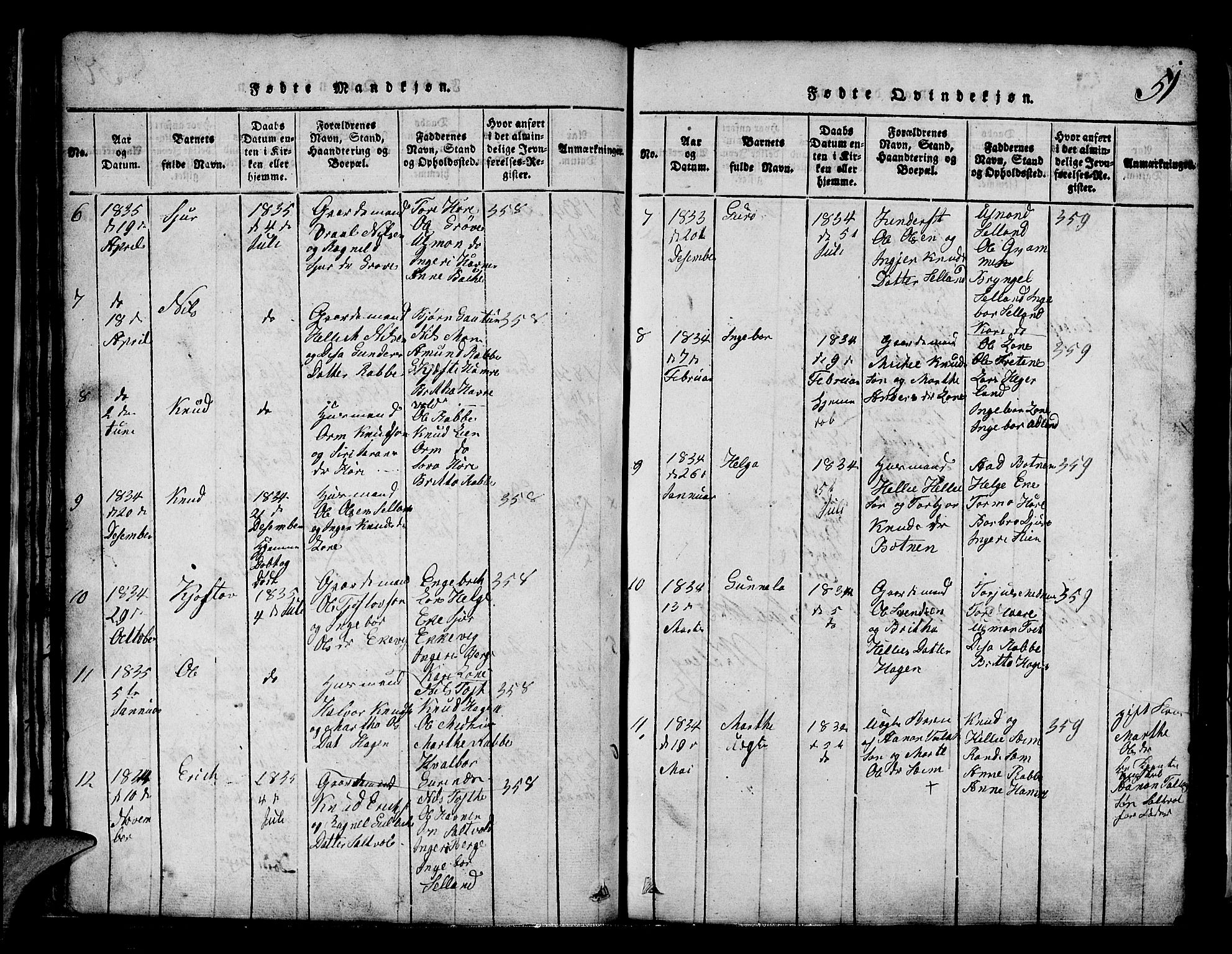 Røldal sokneprestembete, AV/SAB-A-100247: Klokkerbok nr. A 1, 1817-1860, s. 51