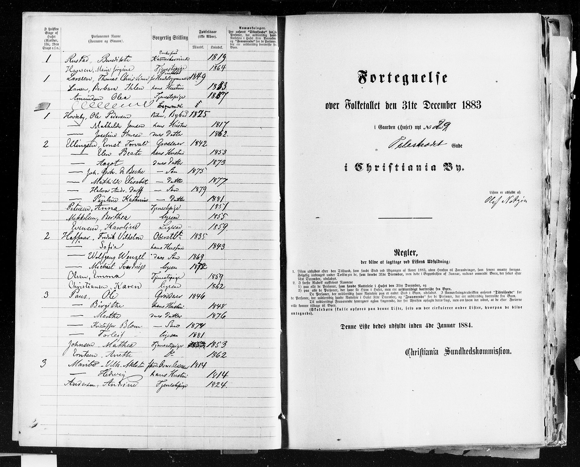 OBA, Kommunal folketelling 31.12.1883 for Kristiania kjøpstad, 1883, s. 3320