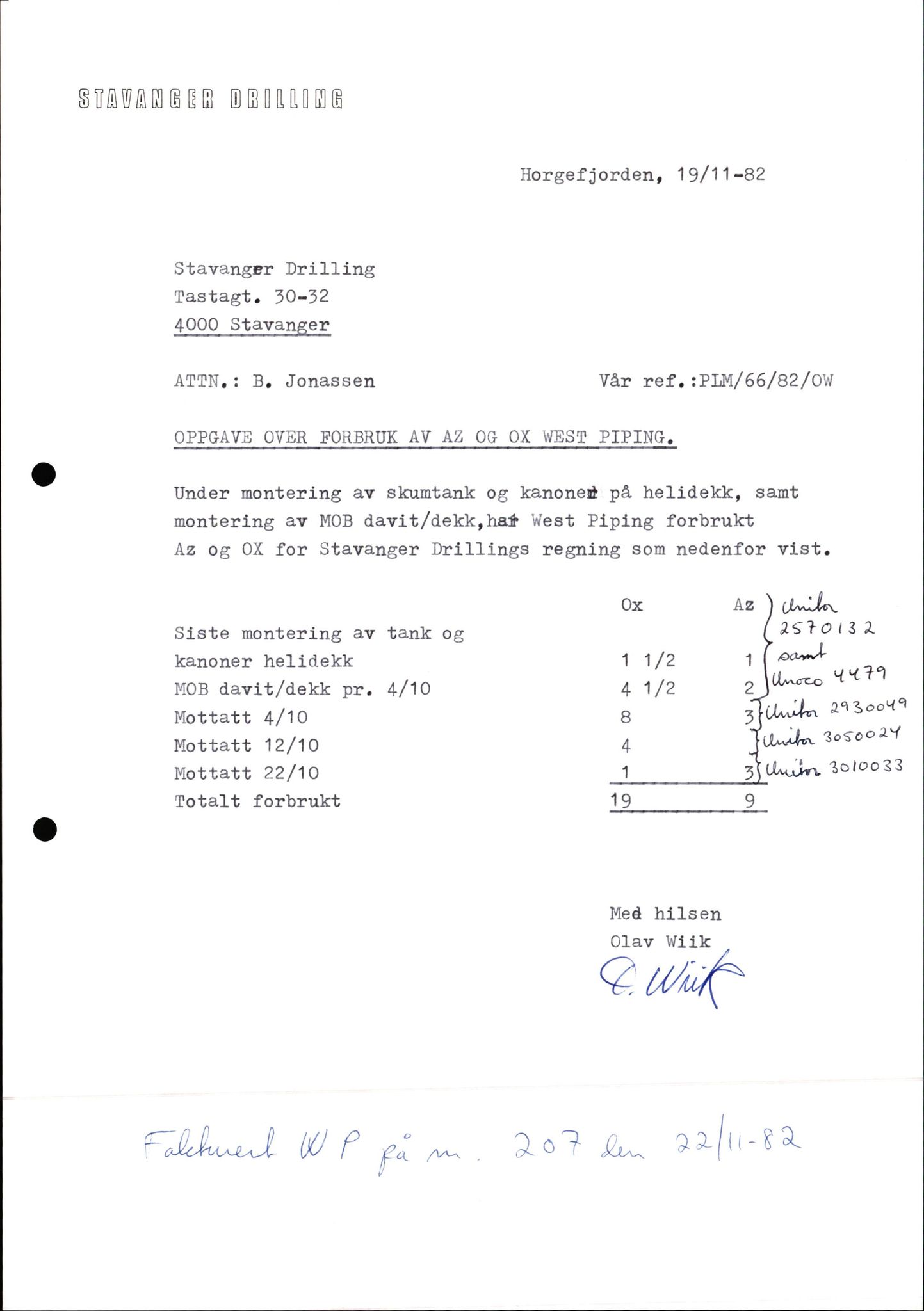 Pa 1503 - Stavanger Drilling AS, AV/SAST-A-101906/2/E/Ec/Eca/L0002: Korrespondanse, 1974-1982