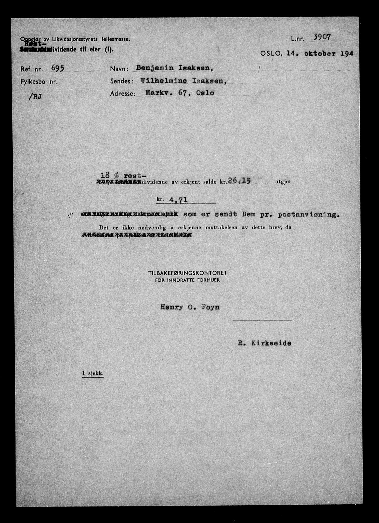 Justisdepartementet, Tilbakeføringskontoret for inndratte formuer, RA/S-1564/H/Hc/Hcc/L0945: --, 1945-1947, s. 146