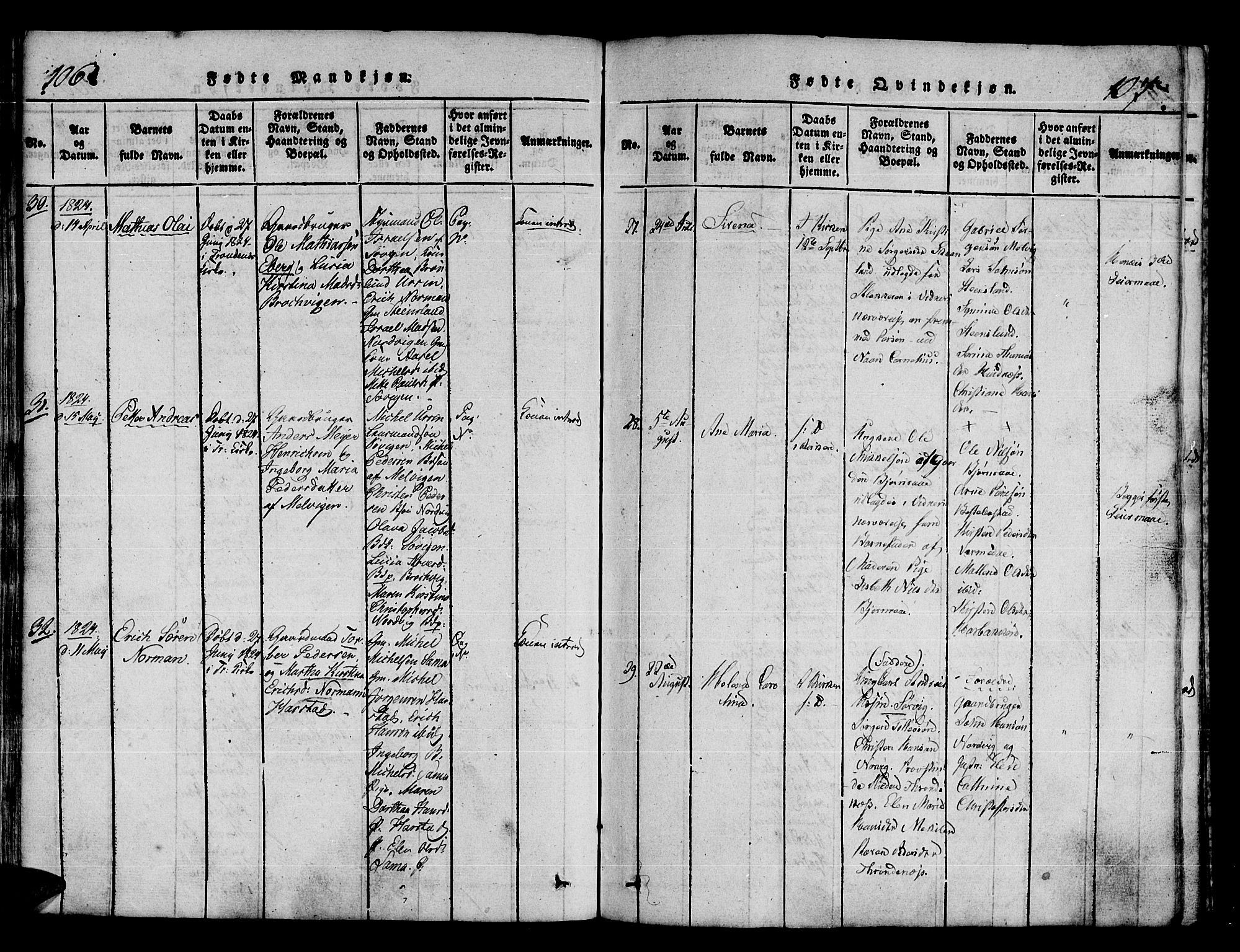 Trondenes sokneprestkontor, AV/SATØ-S-1319/H/Ha/L0006kirke: Ministerialbok nr. 6, 1821-1827, s. 106-107
