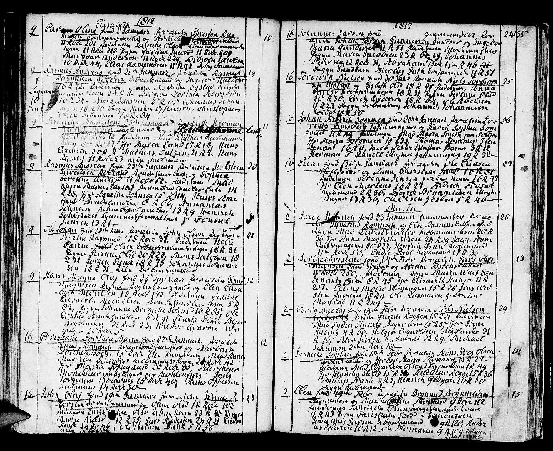 Domkirken sokneprestembete, AV/SAB-A-74801/H/Haa/L0005: Ministerialbok nr. A 5, 1808-1820, s. 134-135