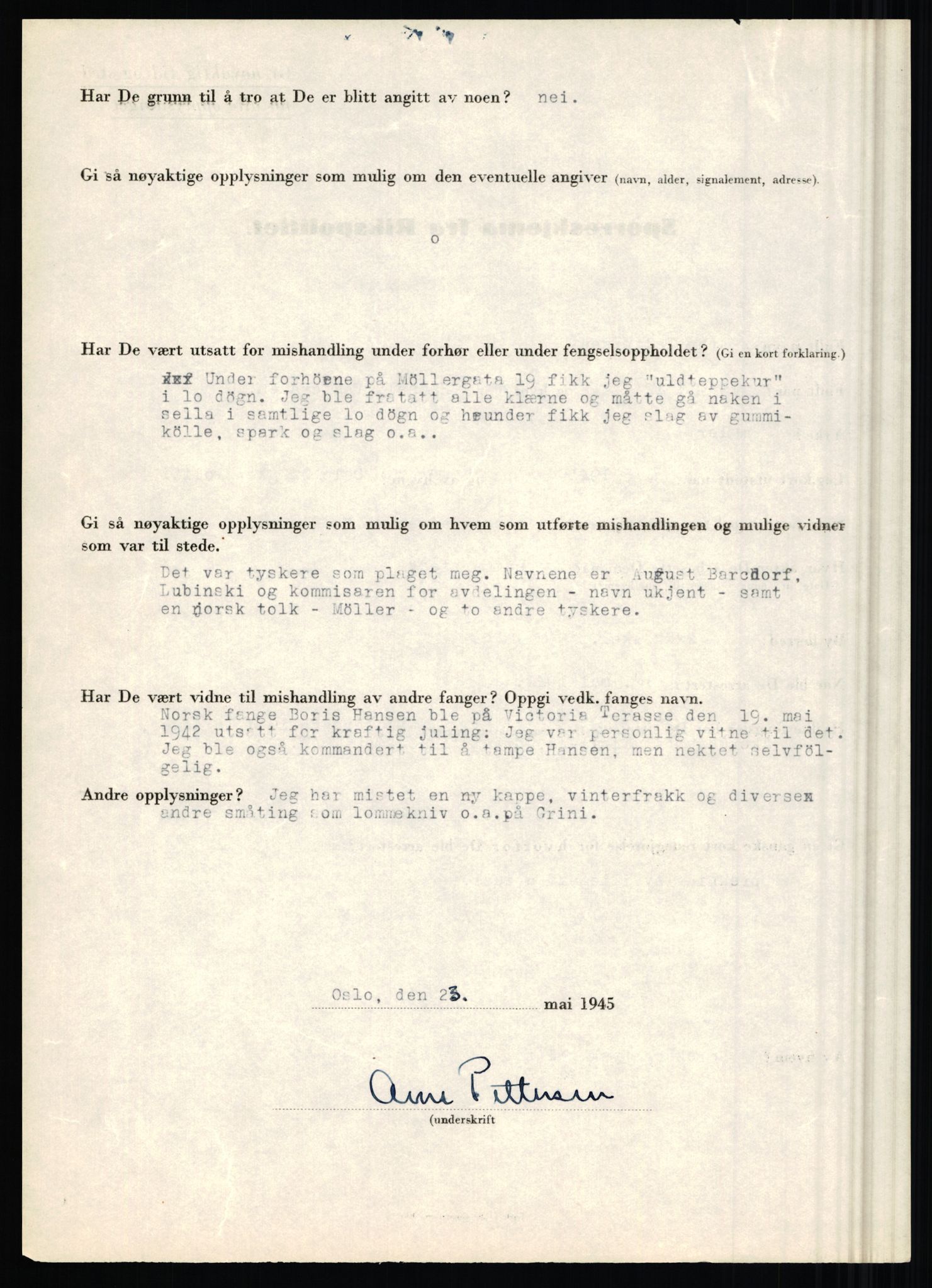 Rikspolitisjefen, AV/RA-S-1560/L/L0014: Pettersen, Aksel - Savosnick, Ernst, 1940-1945, s. 12