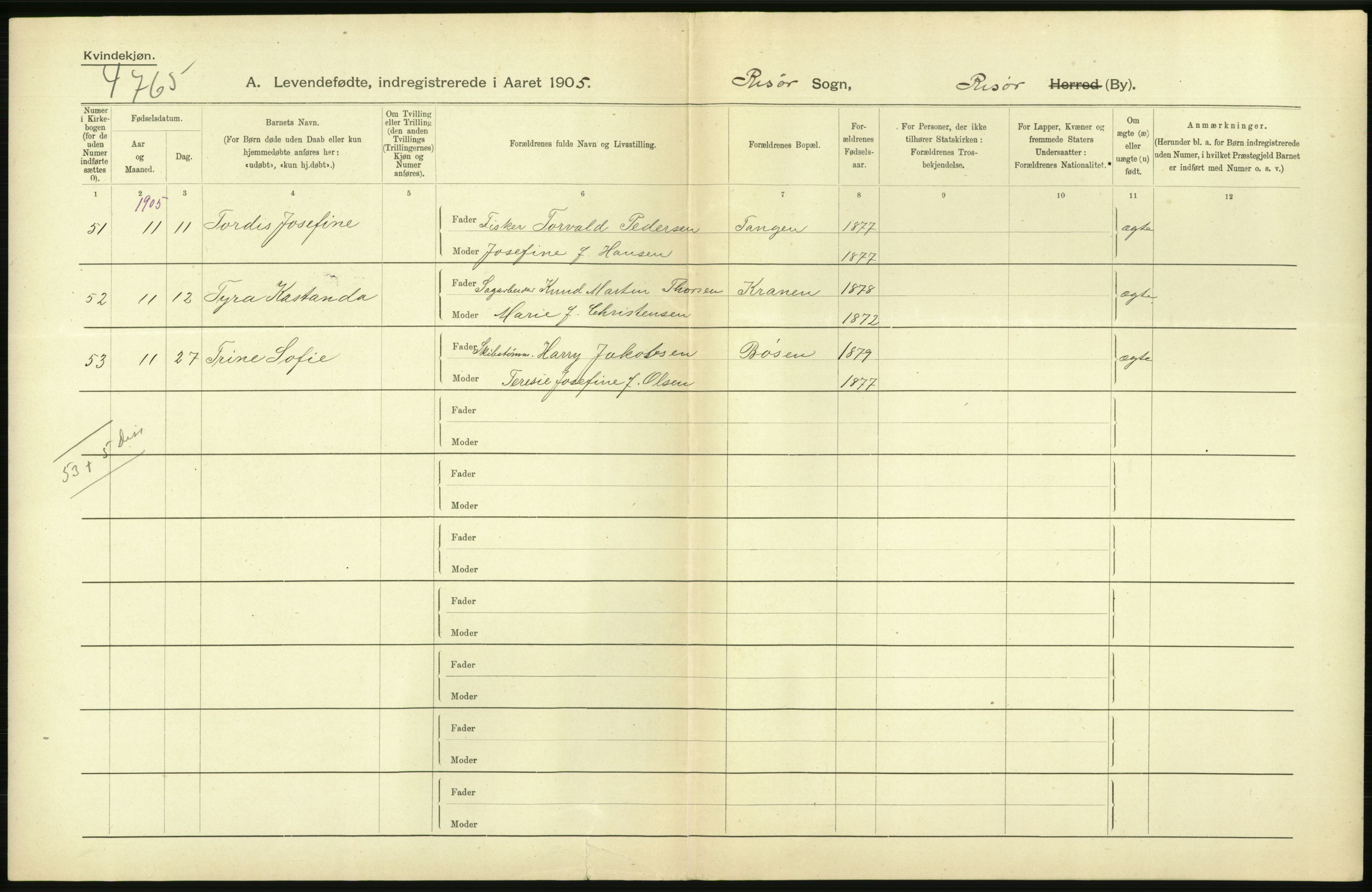 Statistisk sentralbyrå, Sosiodemografiske emner, Befolkning, RA/S-2228/D/Df/Dfa/Dfac/L0043: Bratsberg - Lister og Mandals amt: Levendefødte menn og kvinner, gifte, døde, dødfødte. Byer., 1905, s. 338