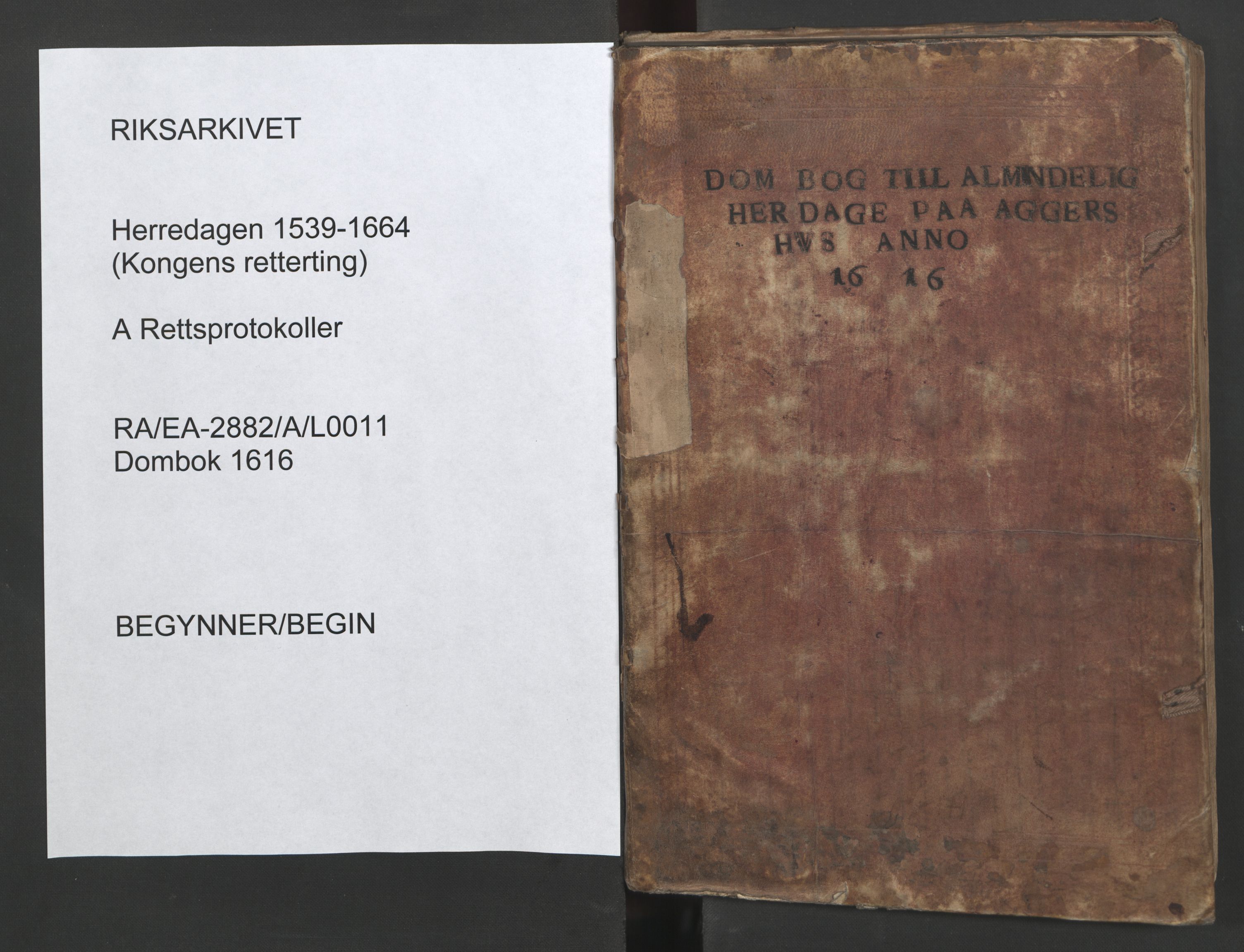 Herredagen 1539-1664  (Kongens Retterting), RA/EA-2882/A/L0011: Dombok, 1616