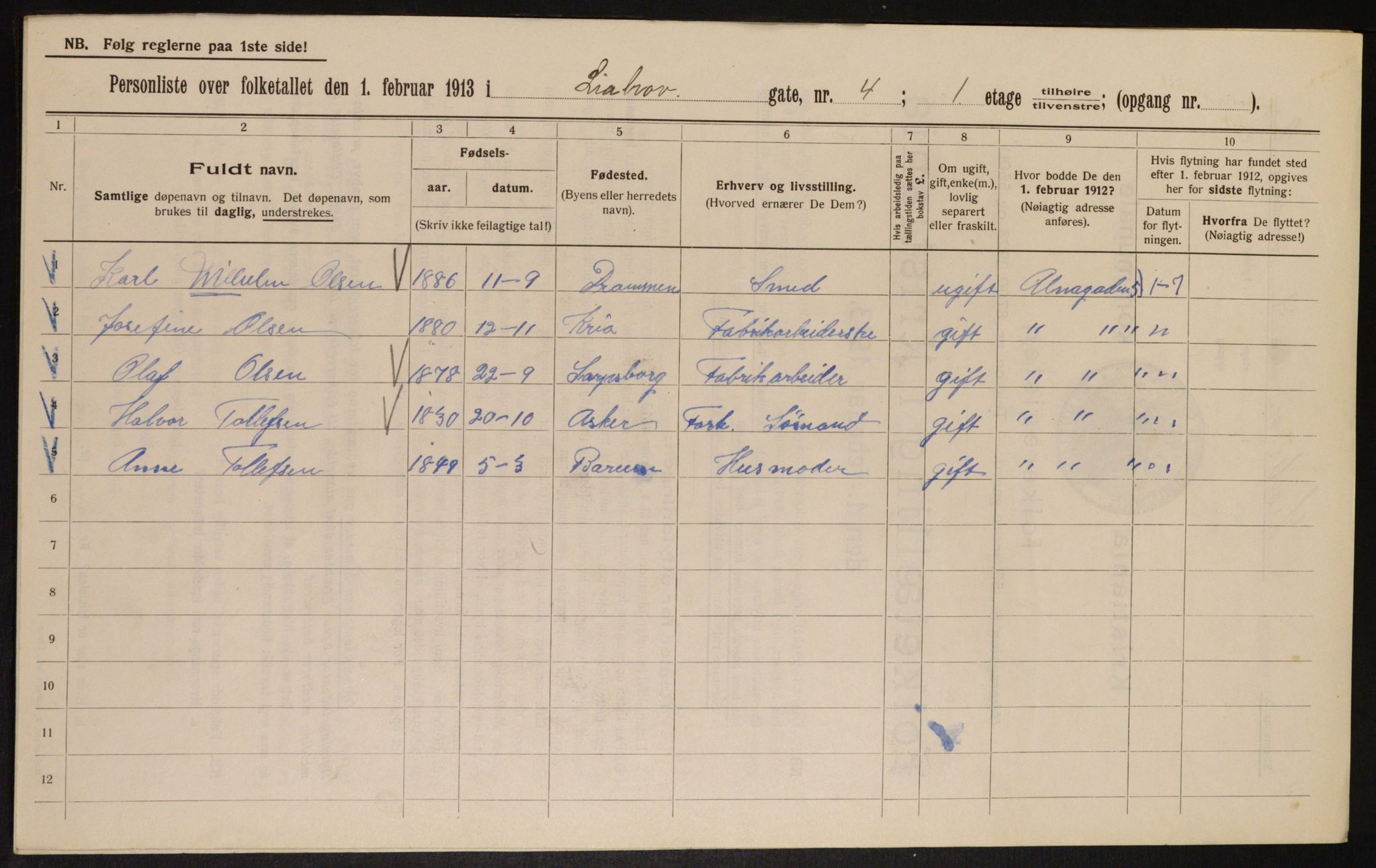 OBA, Kommunal folketelling 1.2.1913 for Kristiania, 1913, s. 57570