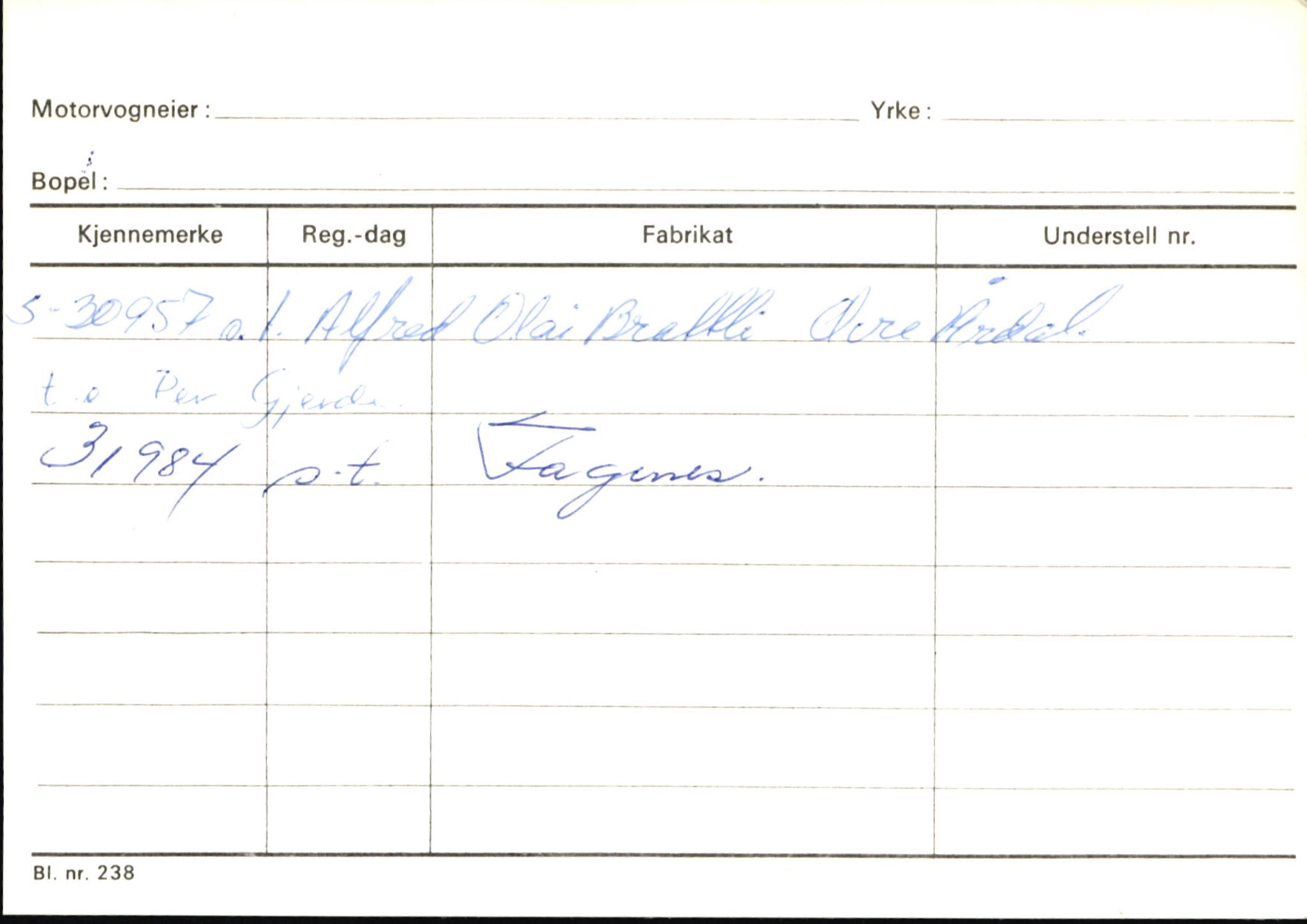 Statens vegvesen, Sogn og Fjordane vegkontor, AV/SAB-A-5301/4/F/L0146: Registerkort Årdal R-Å samt diverse kort, 1945-1975, s. 157