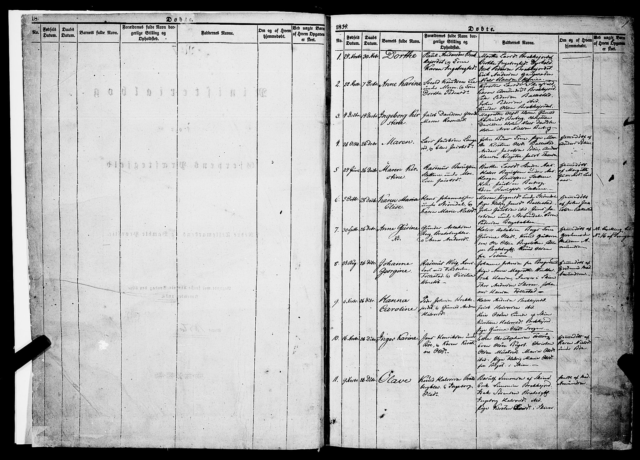 Gjerpen kirkebøker, AV/SAKO-A-265/F/Fa/L0007a: Ministerialbok nr. I 7A, 1834-1857, s. 1