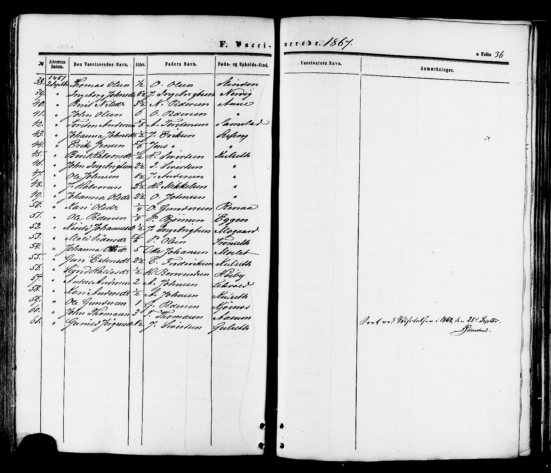 Ministerialprotokoller, klokkerbøker og fødselsregistre - Sør-Trøndelag, SAT/A-1456/695/L1147: Ministerialbok nr. 695A07, 1860-1877, s. 36
