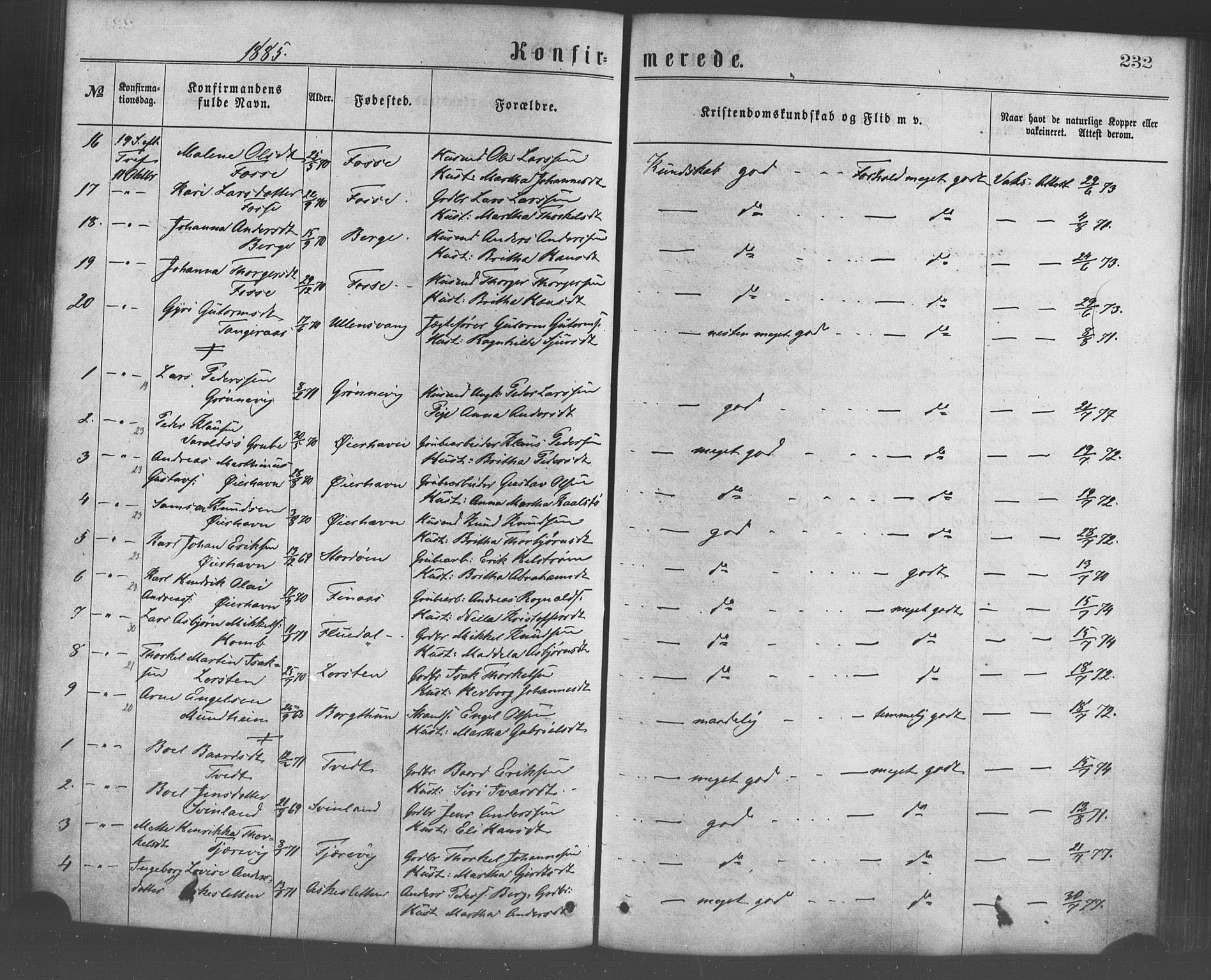 Strandebarm sokneprestembete, AV/SAB-A-78401/H/Haa: Ministerialbok nr. A 9, 1872-1886, s. 232