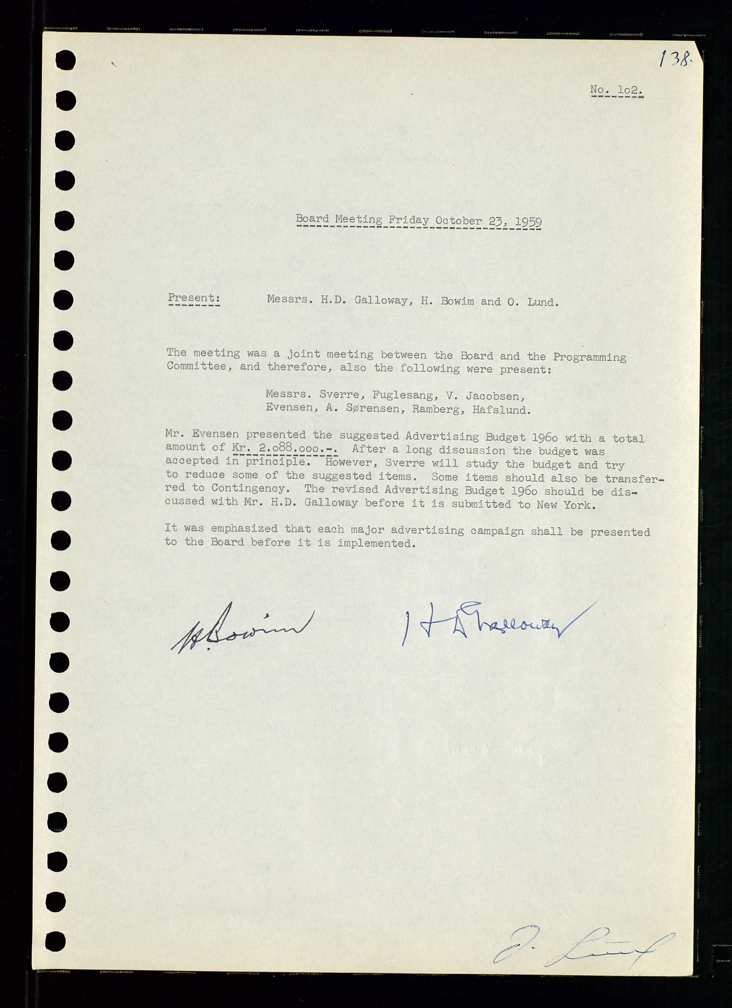 Pa 0982 - Esso Norge A/S, AV/SAST-A-100448/A/Aa/L0001/0001: Den administrerende direksjon Board minutes (styrereferater) / Den administrerende direksjon Board minutes (styrereferater), 1958-1959, s. 138