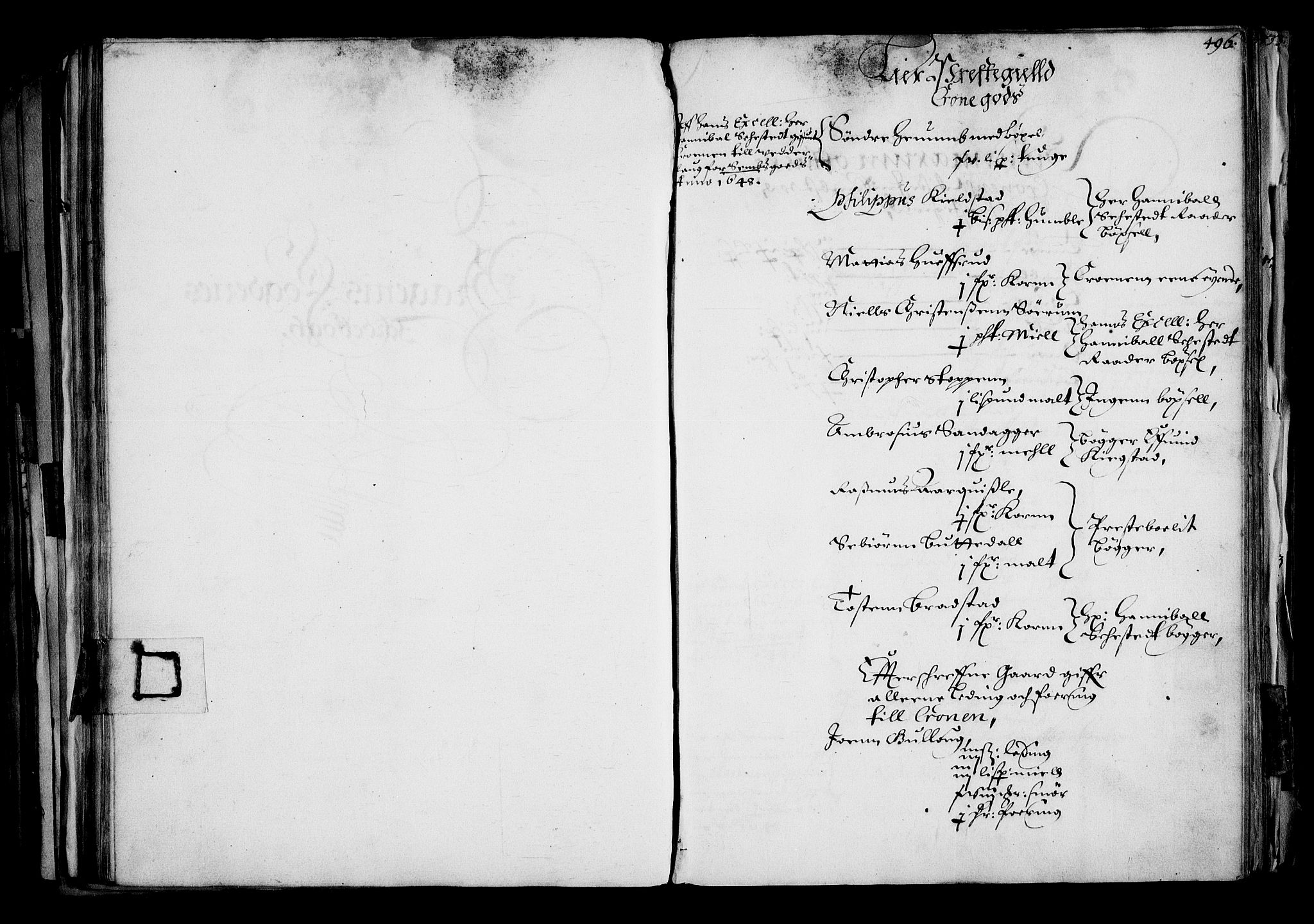 Rentekammeret inntil 1814, Realistisk ordnet avdeling, RA/EA-4070/N/Na/L0001: [XI f]: Akershus stifts jordebok, 1652, s. 495b-496a