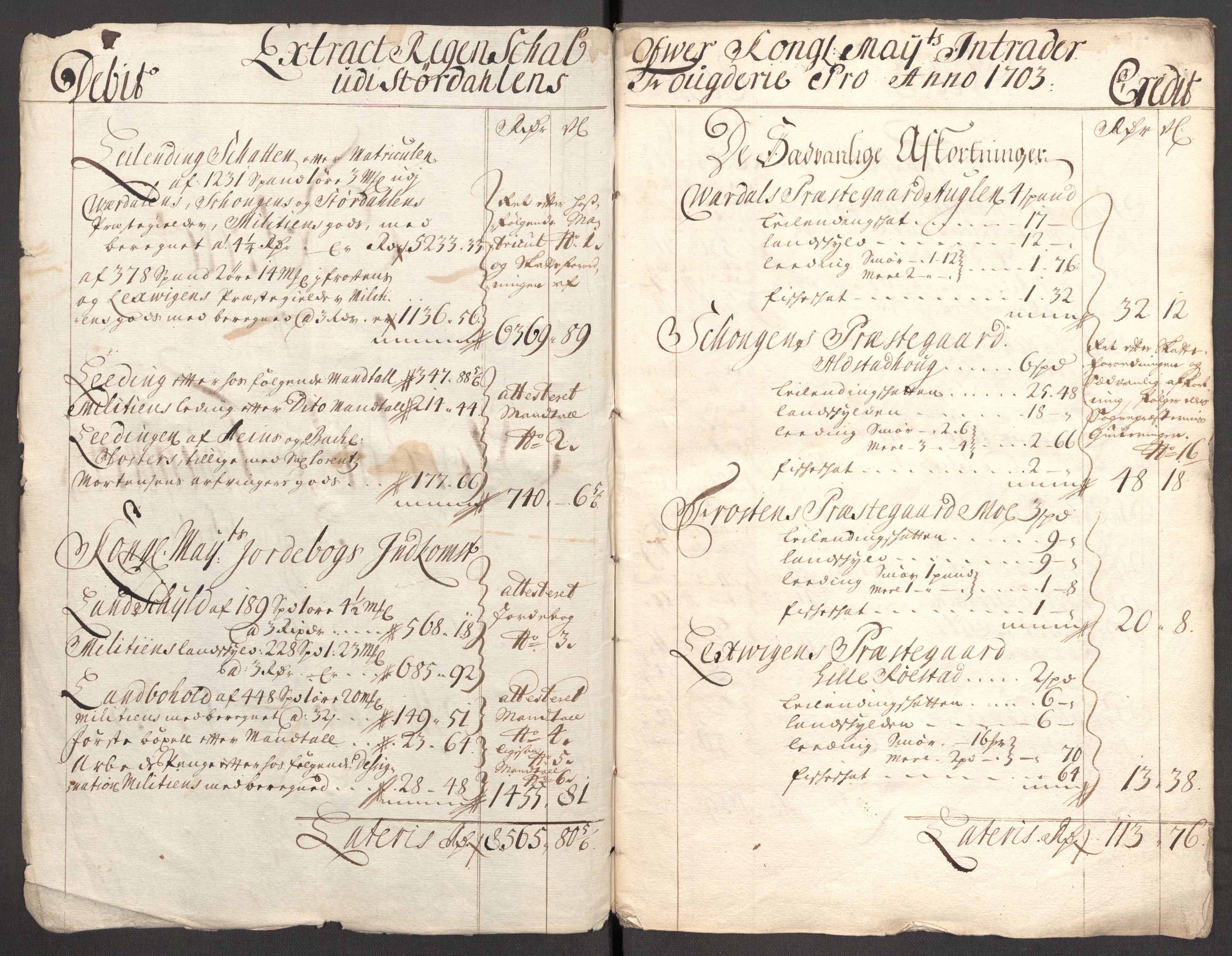 Rentekammeret inntil 1814, Reviderte regnskaper, Fogderegnskap, RA/EA-4092/R62/L4194: Fogderegnskap Stjørdal og Verdal, 1703, s. 4