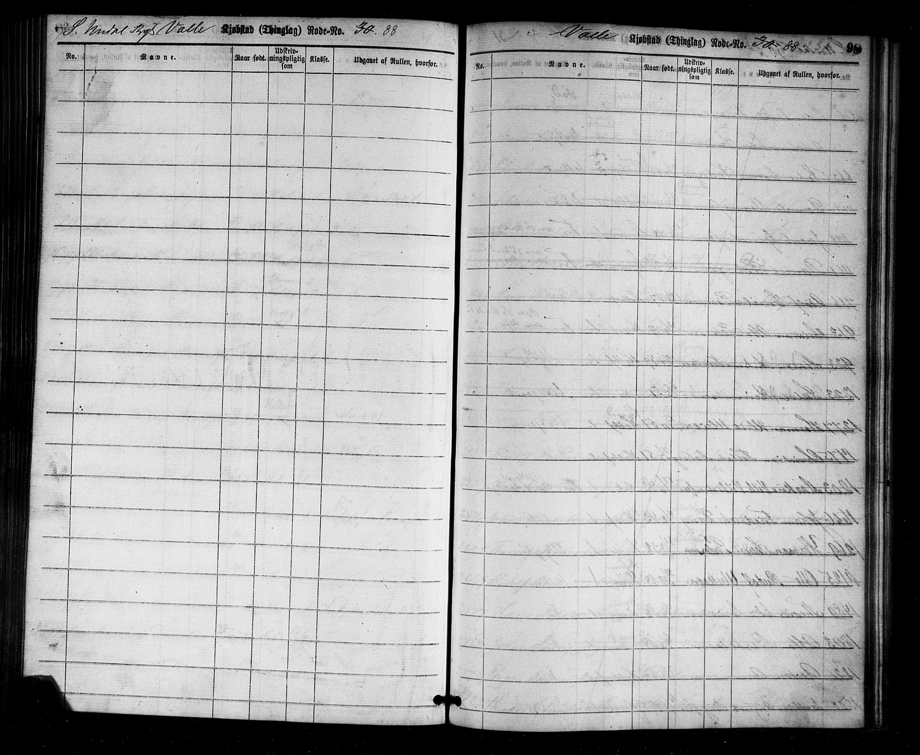 Mandal mønstringskrets, AV/SAK-2031-0016/F/Ff/L0002: Utskrivningsregisterrulle, nr som i hovedrulle, med register, L-16, 1860-1900, s. 102