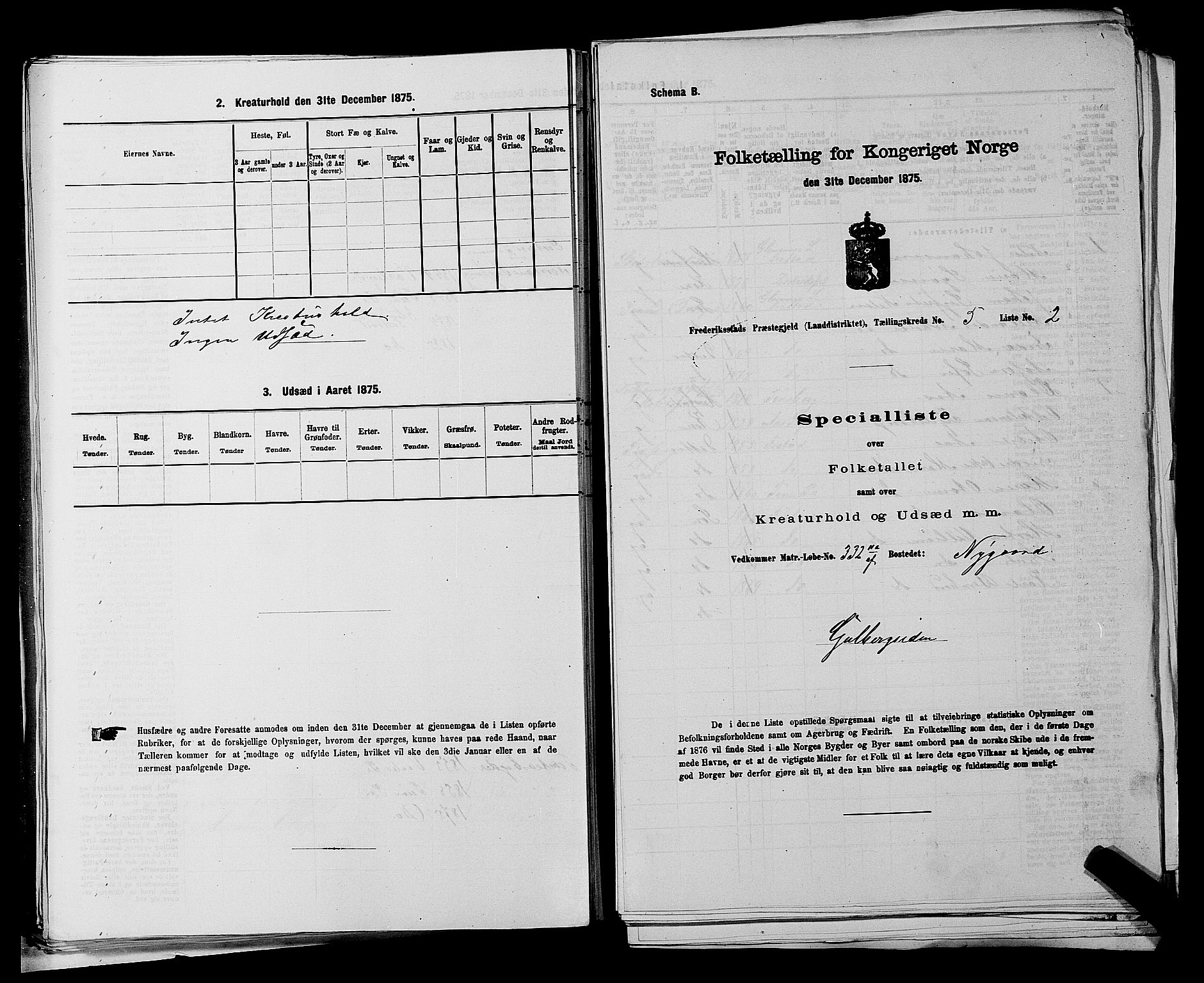 RA, Folketelling 1875 for 0132L Fredrikstad prestegjeld, Glemmen sokn, 1875, s. 1011