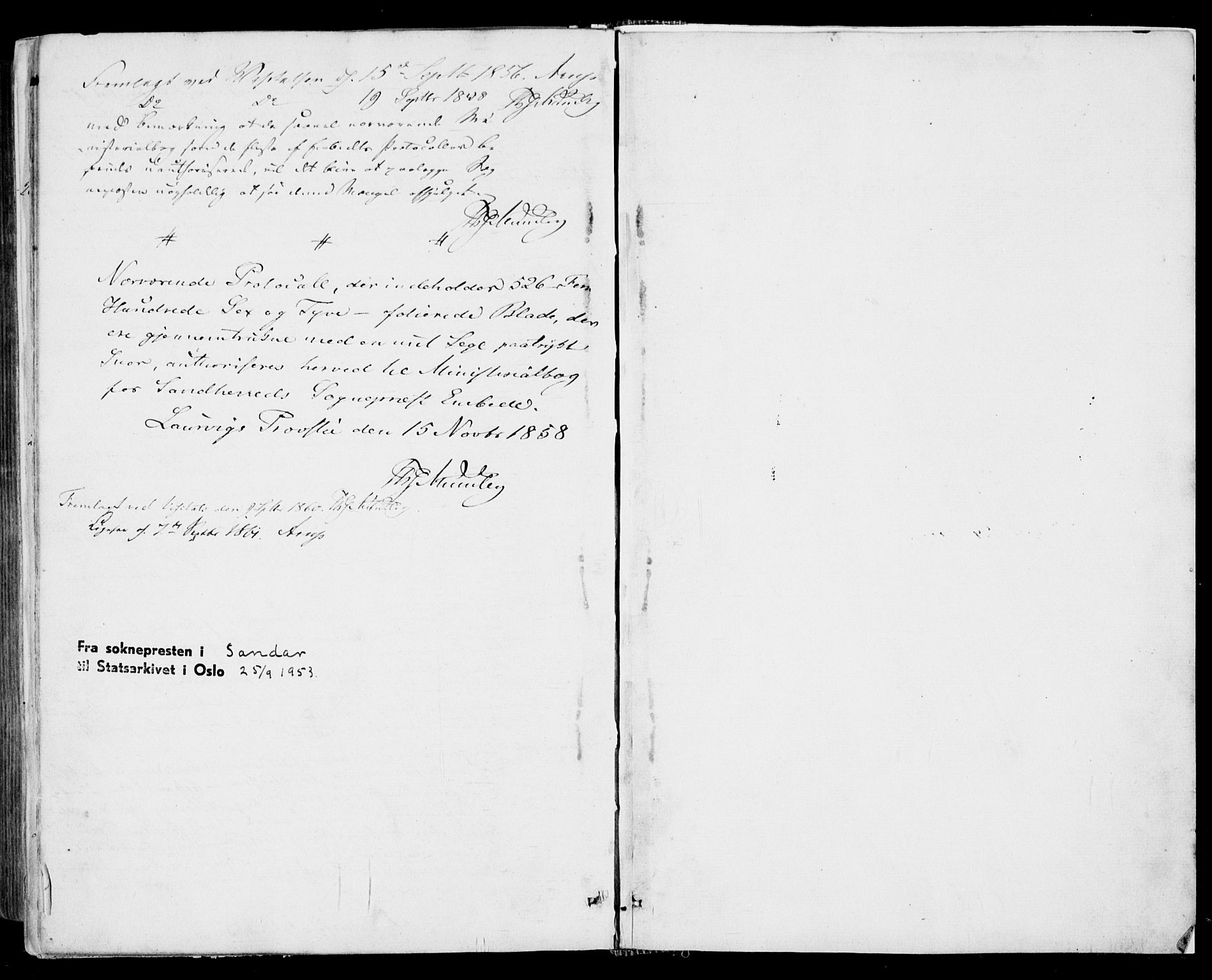 Sandar kirkebøker, SAKO/A-243/F/Fa/L0007: Ministerialbok nr. 7, 1855-1861