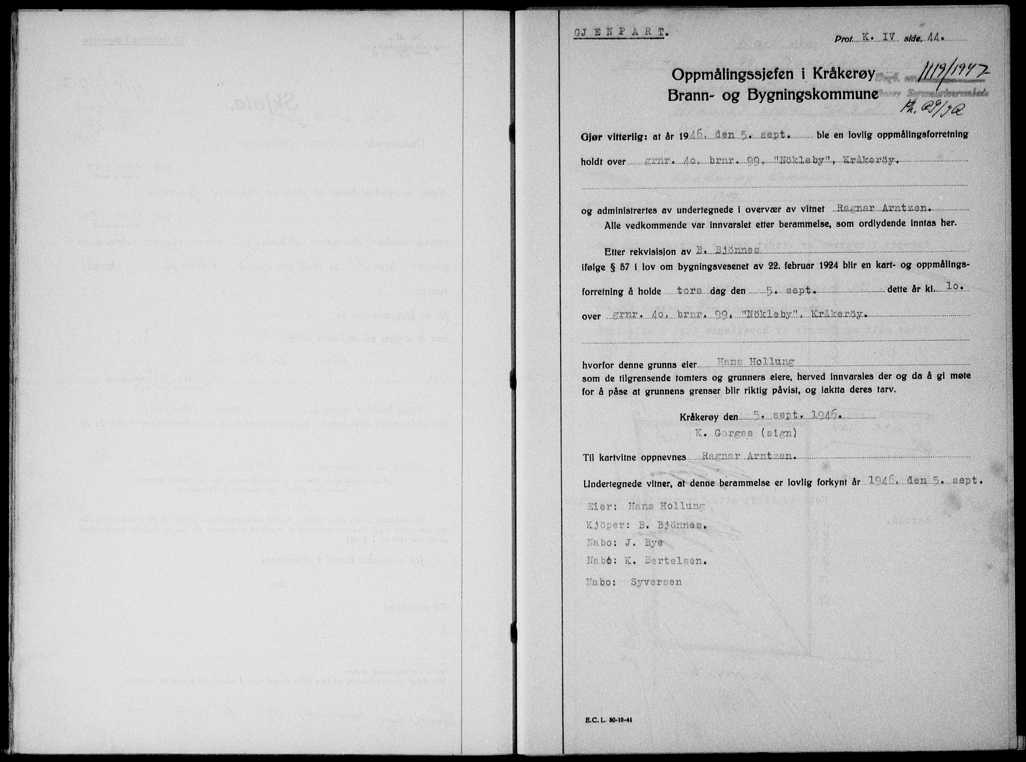 Onsøy sorenskriveri, SAO/A-10474/G/Ga/Gab/L0019b: Pantebok nr. II A-19 B, 1947-1947, Dagboknr: 1119/1947