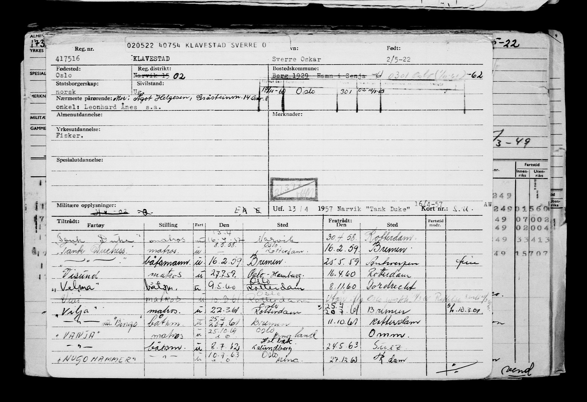 Direktoratet for sjømenn, AV/RA-S-3545/G/Gb/L0206: Hovedkort, 1922, s. 39