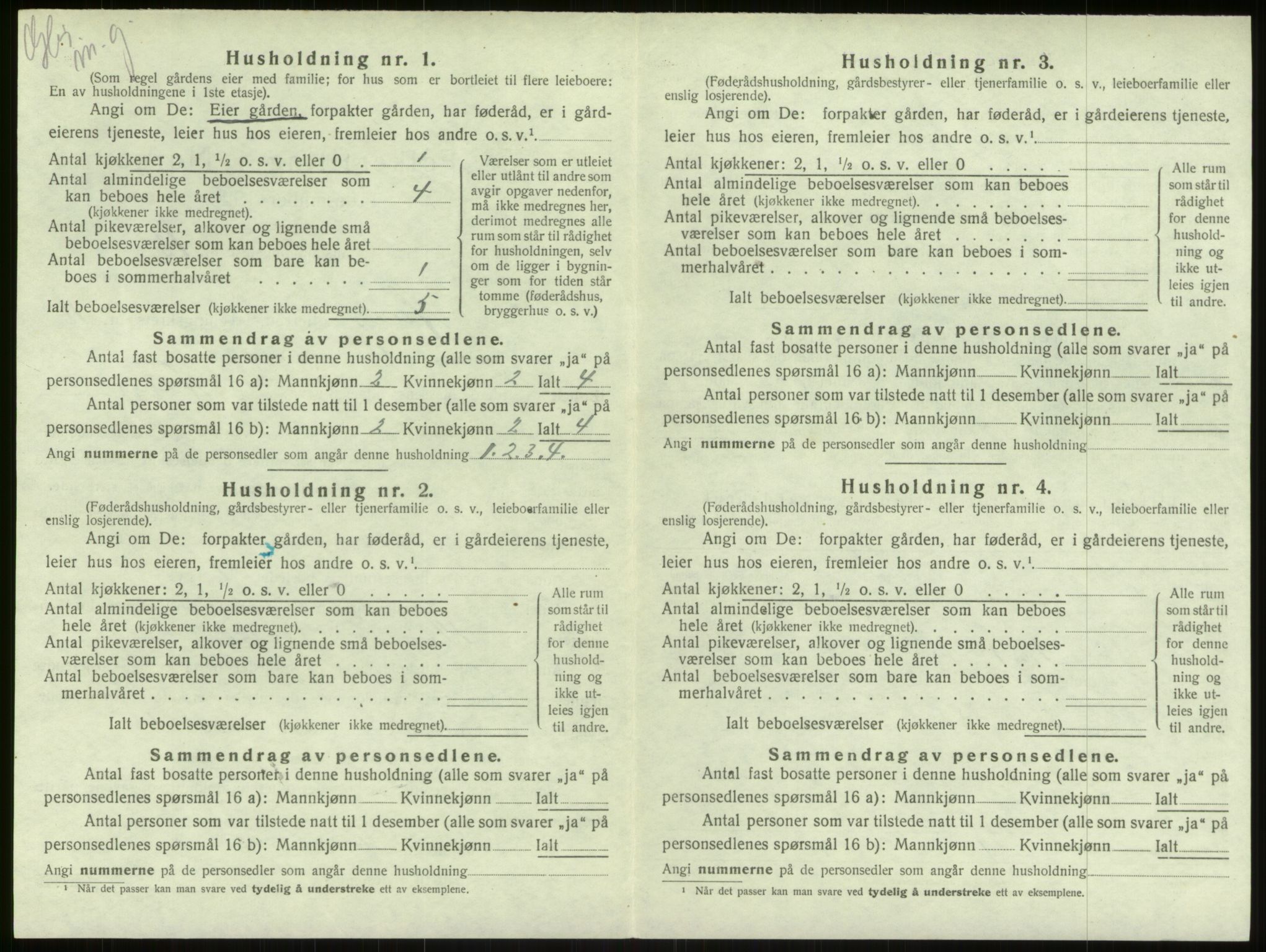 SAB, Folketelling 1920 for 1250 Haus herred, 1920, s. 838