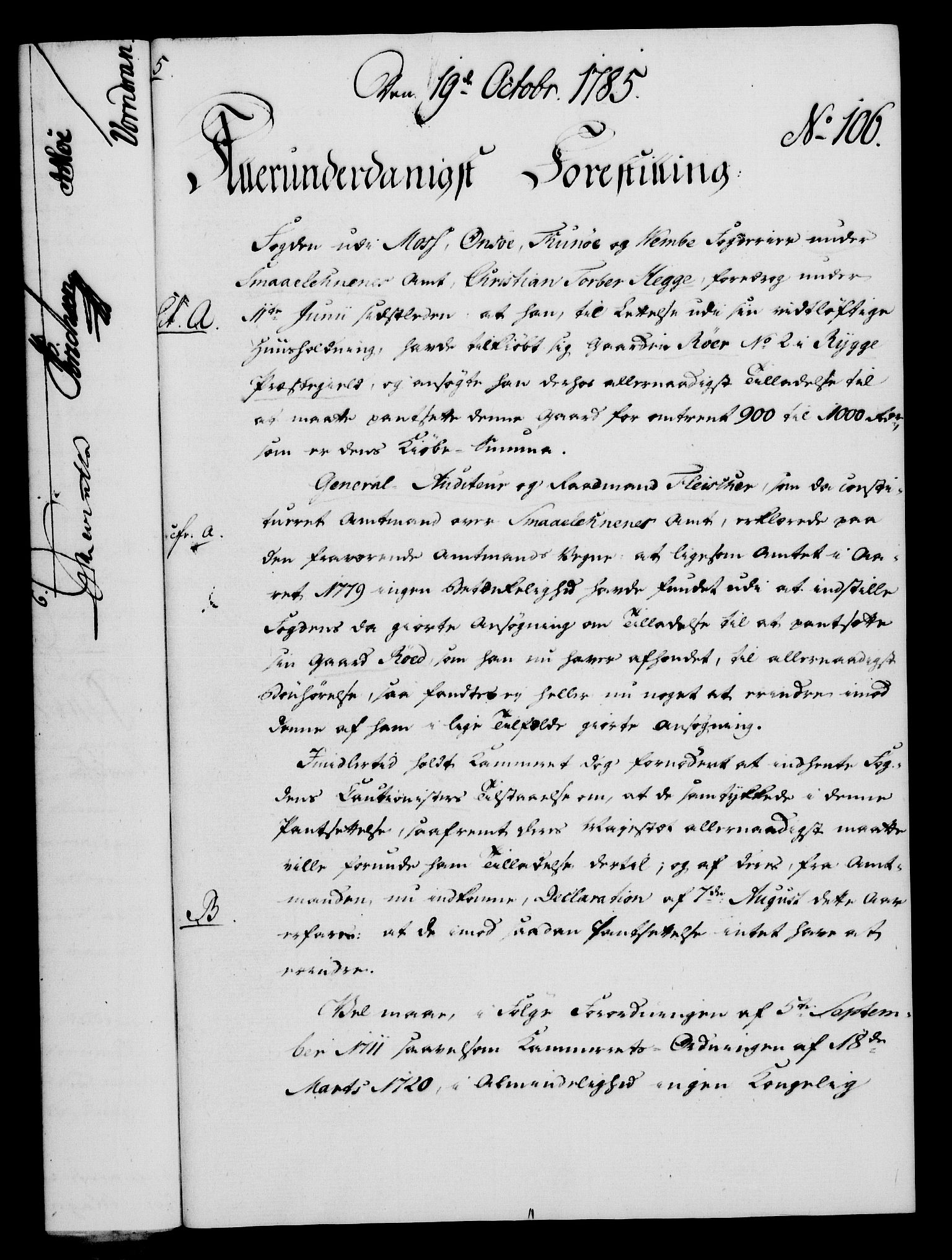 Rentekammeret, Kammerkanselliet, AV/RA-EA-3111/G/Gf/Gfa/L0067: Norsk relasjons- og resolusjonsprotokoll (merket RK 52.67), 1785, s. 826