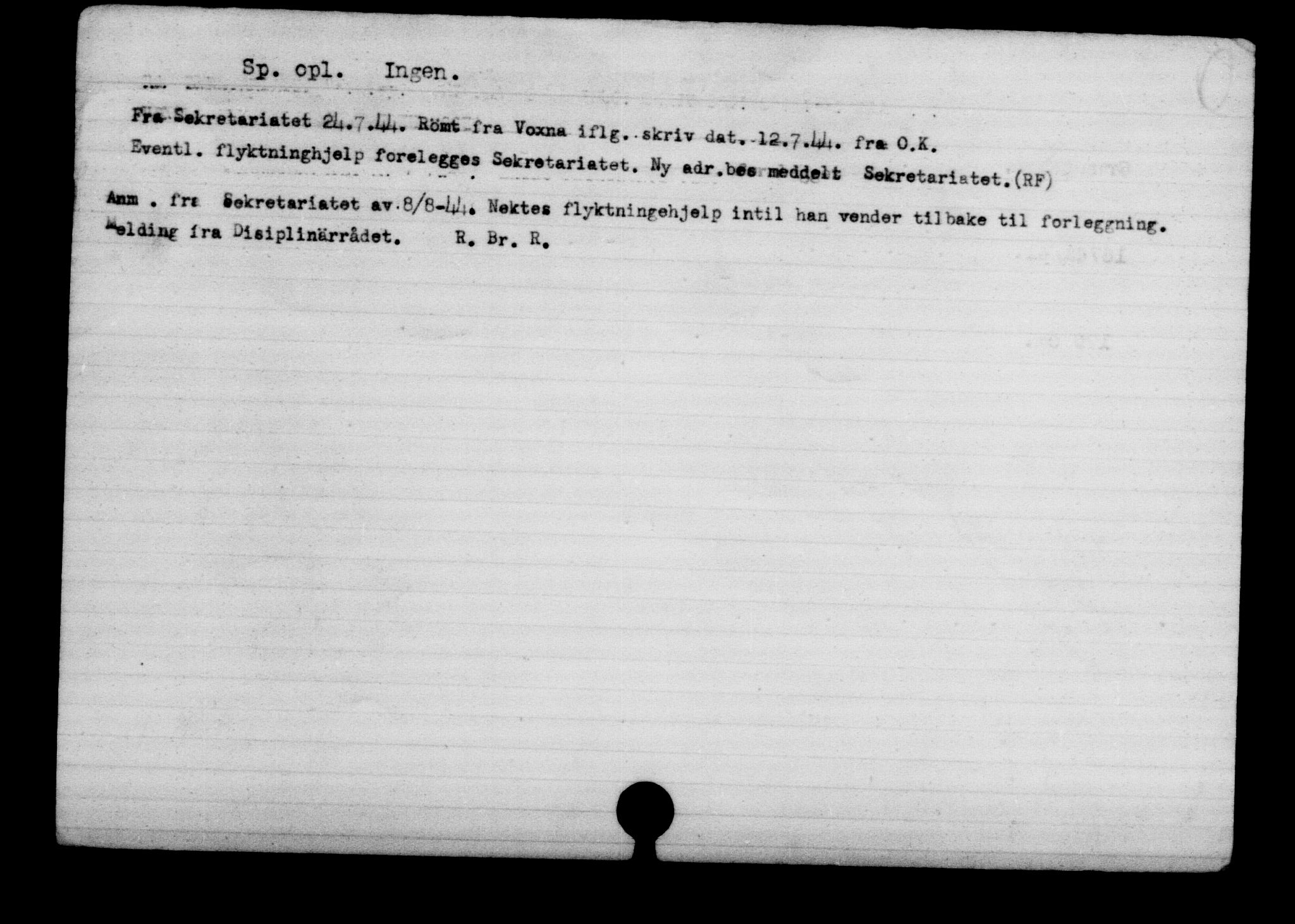 Utenriksstasjonene, Legasjonen i Stockholm, Flyktningkontoret, AV/RA-S-6753/V/Va/L0003: Kjesäterkartoteket, flyktninger med registreringsnr. 2001-3495, 1940-1945, s. 807