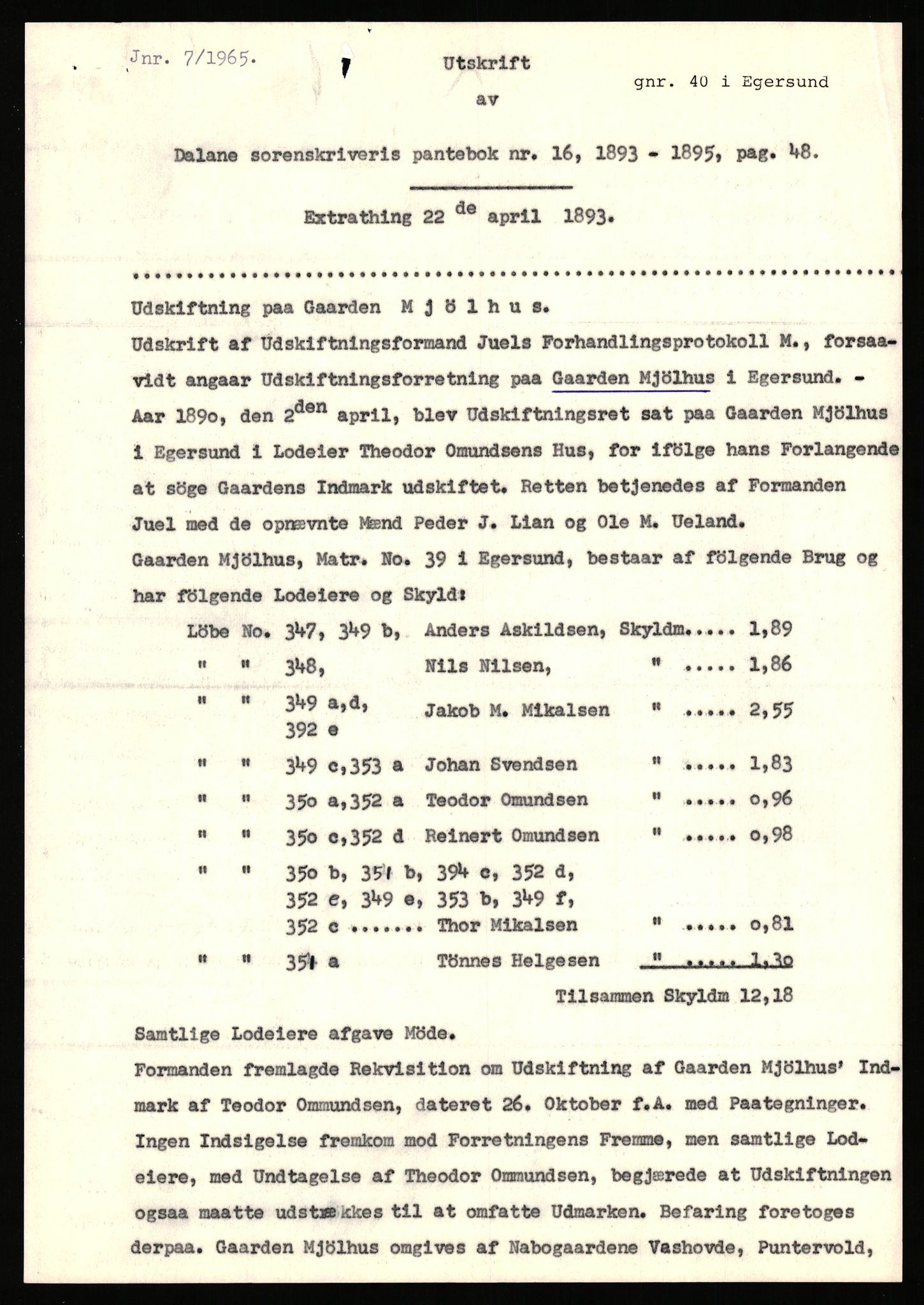 Statsarkivet i Stavanger, SAST/A-101971/03/Y/Yj/L0058: Avskrifter sortert etter gårdsnavn: Meling i Håland - Mjølsnes øvre, 1750-1930, s. 441