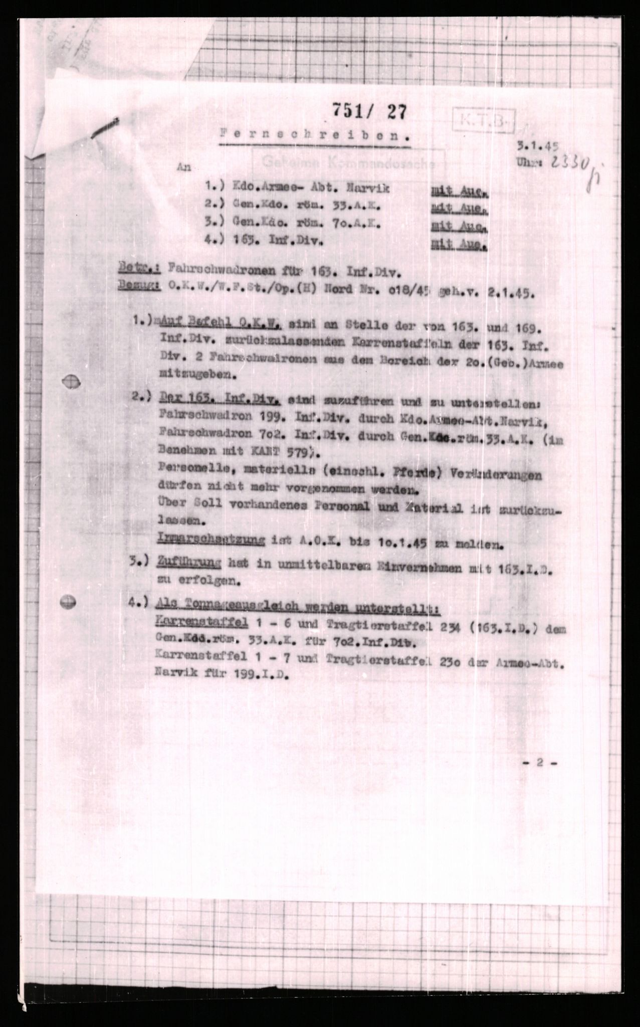 Forsvarets Overkommando. 2 kontor. Arkiv 11.4. Spredte tyske arkivsaker, AV/RA-RAFA-7031/D/Dar/Dara/L0006: Krigsdagbøker for 20. Gebirgs-Armee-Oberkommando (AOK 20), 1945, s. 64