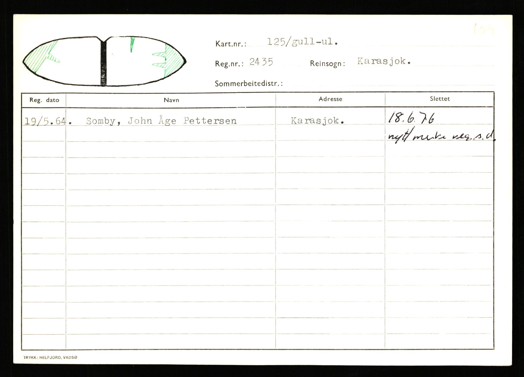 Lappefogden i Finnmark/Reindriftsforvaltningen Øst-Finnmark, AV/SATØ-S-1461/G/Ge/Gea/L0006: Slettede reinmerker, 1934-1992, s. 73