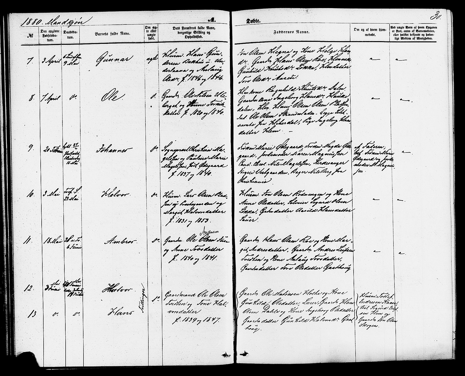 Sauherad kirkebøker, AV/SAKO-A-298/F/Fa/L0008: Ministerialbok nr. I 8, 1873-1886, s. 30
