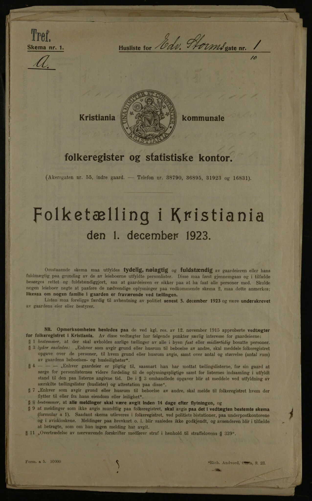 OBA, Kommunal folketelling 1.12.1923 for Kristiania, 1923, s. 20884