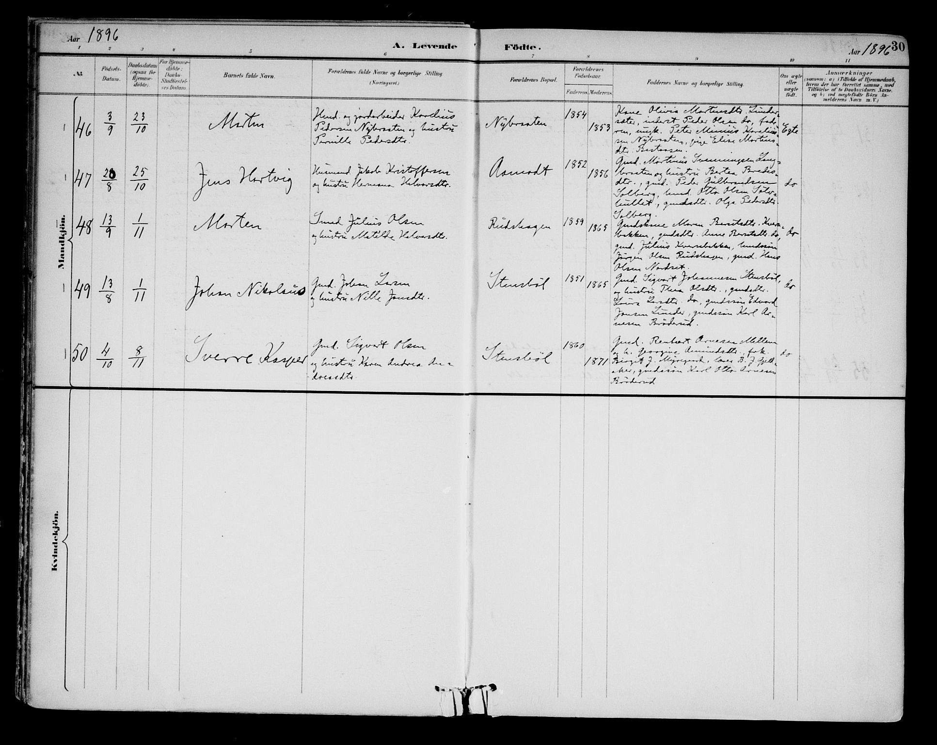 Brandval prestekontor, AV/SAH-PREST-034/H/Ha/Haa/L0003: Ministerialbok nr. 3, 1894-1909, s. 30