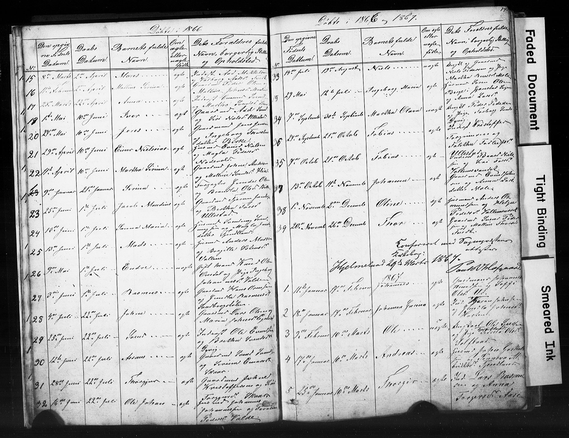 Hjelmeland sokneprestkontor, AV/SAST-A-101843/01/V/L0006: Klokkerbok nr. B 6, 1856-1884, s. 17