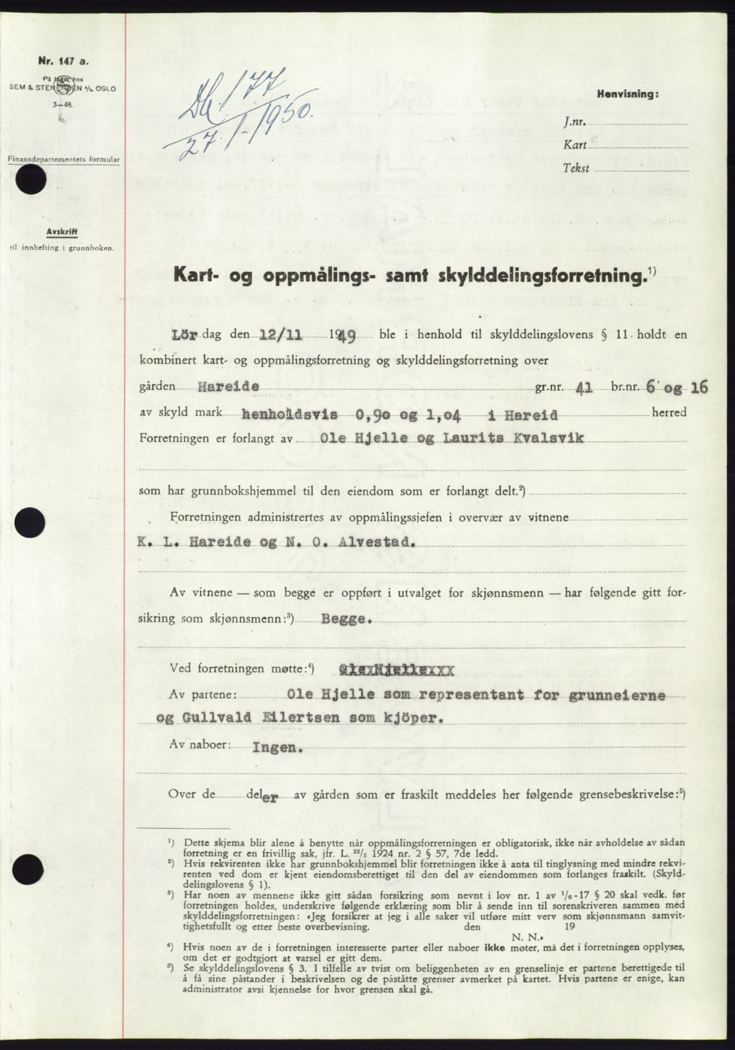 Søre Sunnmøre sorenskriveri, SAT/A-4122/1/2/2C/L0086: Pantebok nr. 12A, 1949-1950, Dagboknr: 177/1950