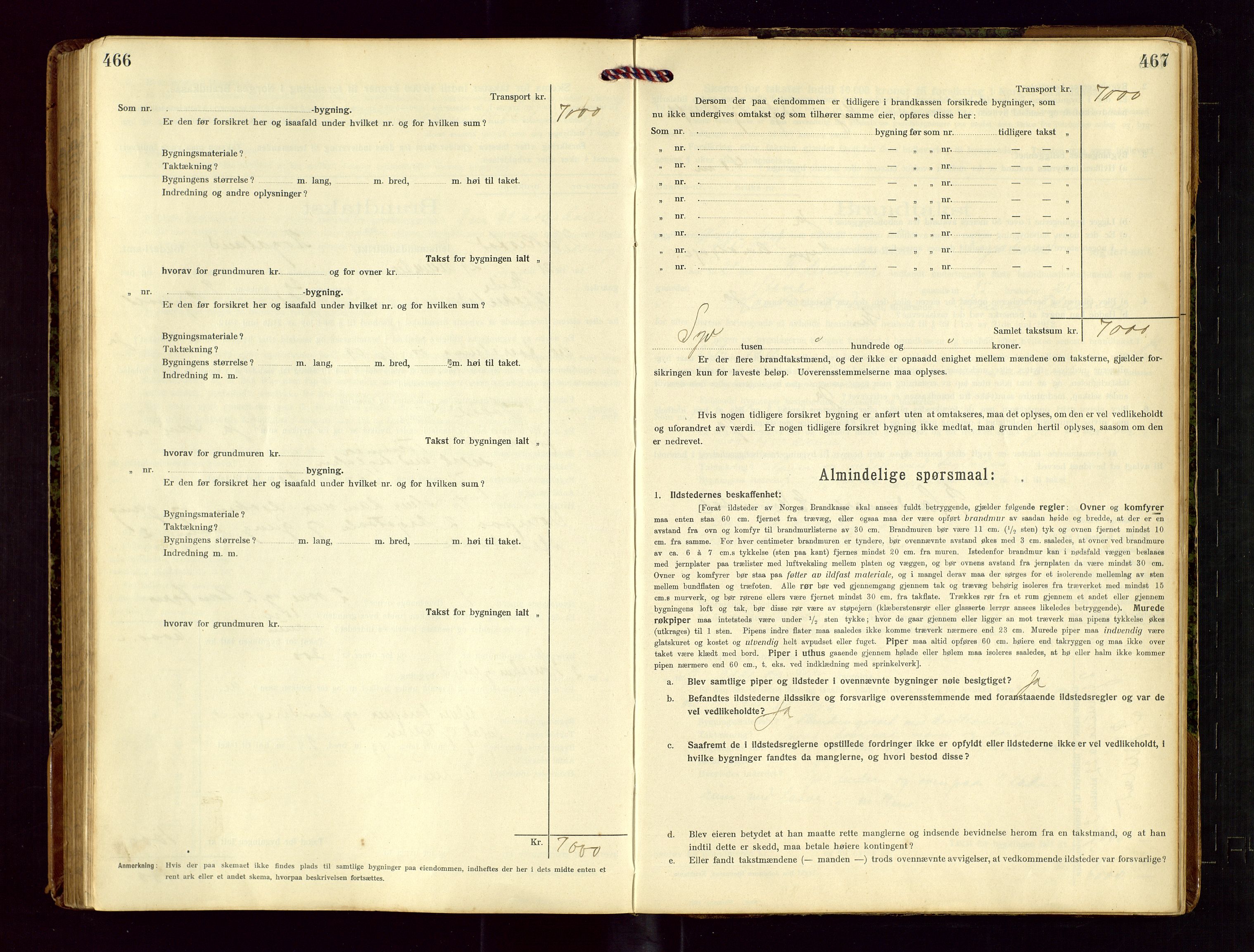 Heskestad lensmannskontor, SAST/A-100304/Gob/L0002: "Brandtakstprotokol", 1915-1922, s. 466-467