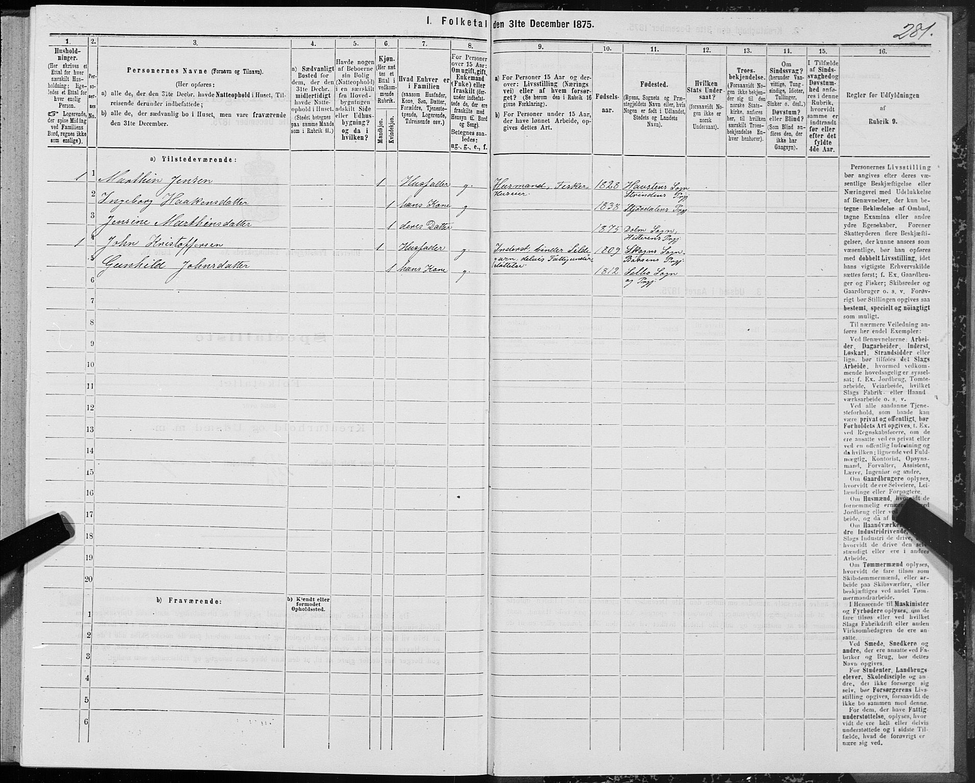 SAT, Folketelling 1875 for 1617P Hitra prestegjeld, 1875, s. 5281