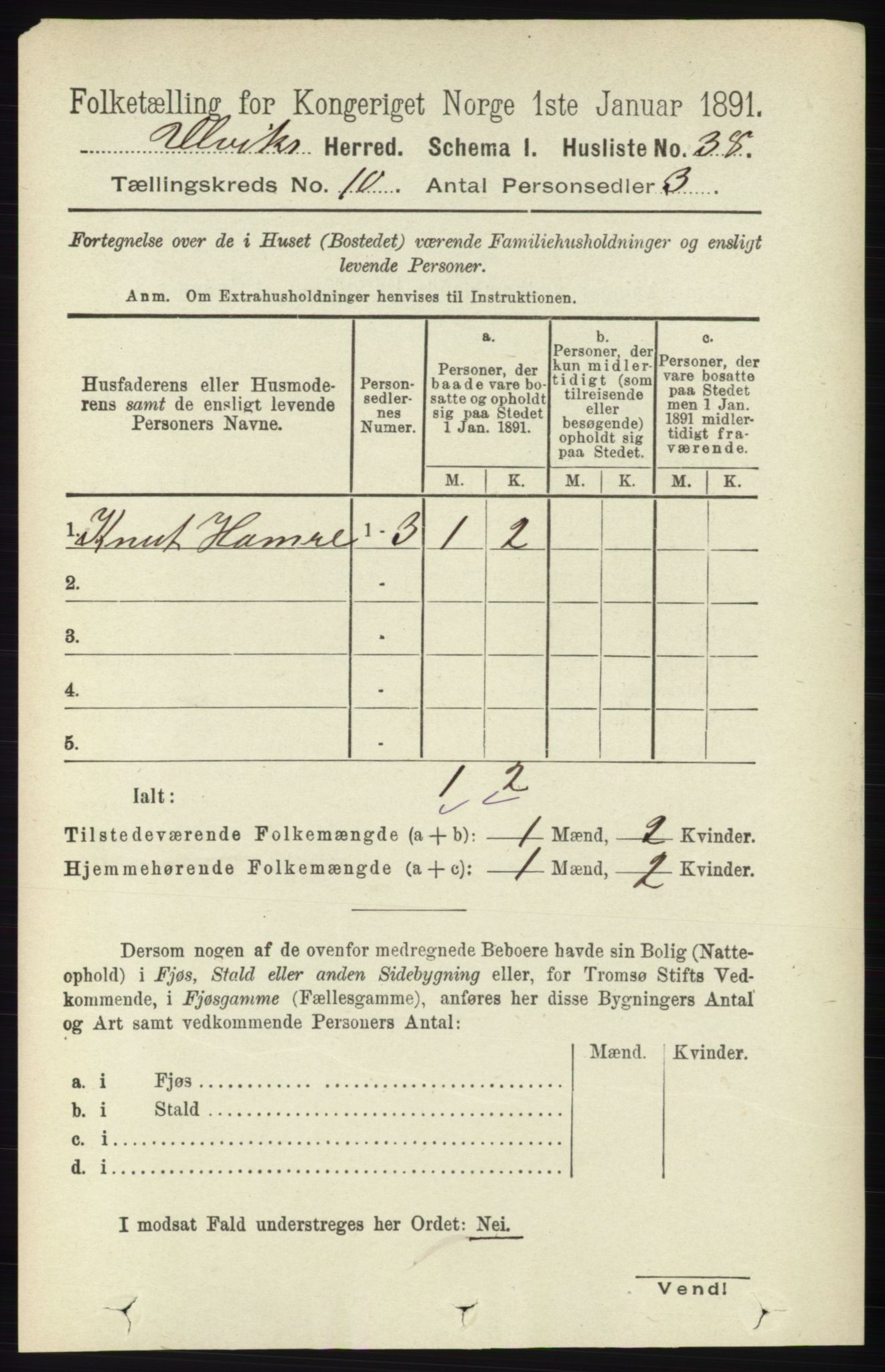 RA, Folketelling 1891 for 1233 Ulvik herred, 1891, s. 3222