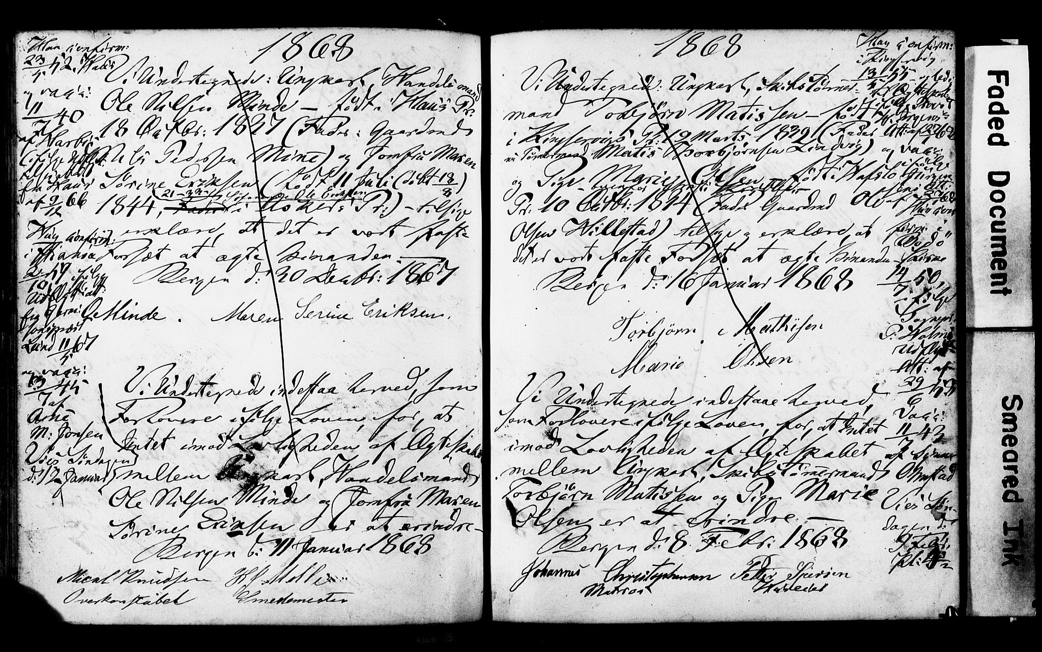 Korskirken sokneprestembete, SAB/A-76101: Forlovererklæringer nr. II.5.3, 1865-1871, s. 97