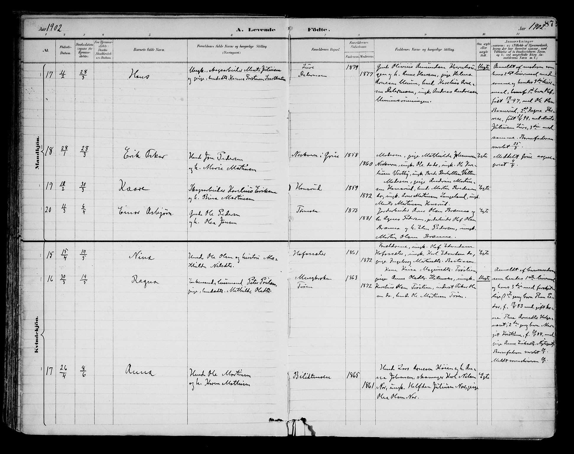 Brandval prestekontor, AV/SAH-PREST-034/H/Ha/Haa/L0003: Ministerialbok nr. 3, 1894-1909, s. 87