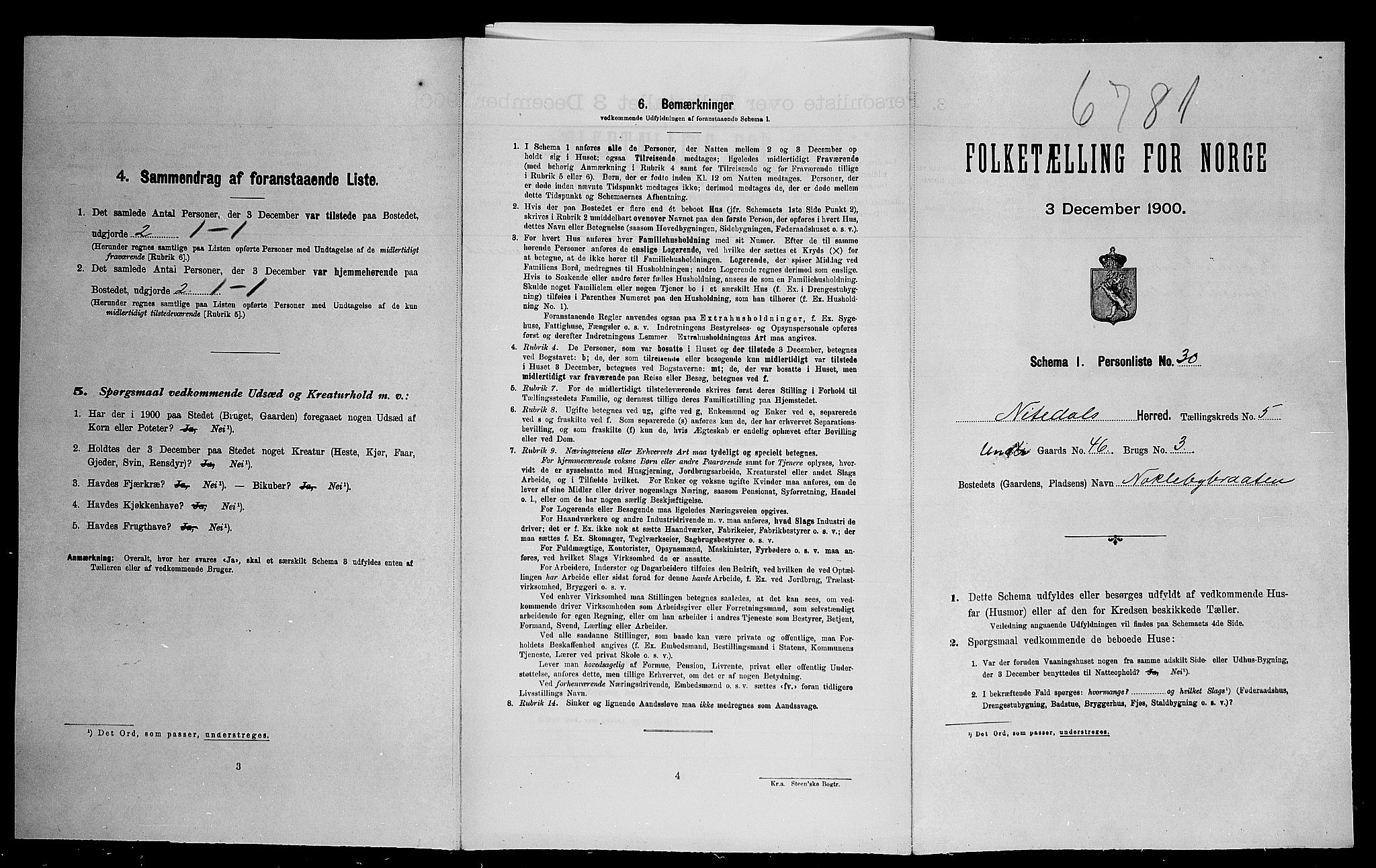 SAO, Folketelling 1900 for 0233 Nittedal herred, 1900